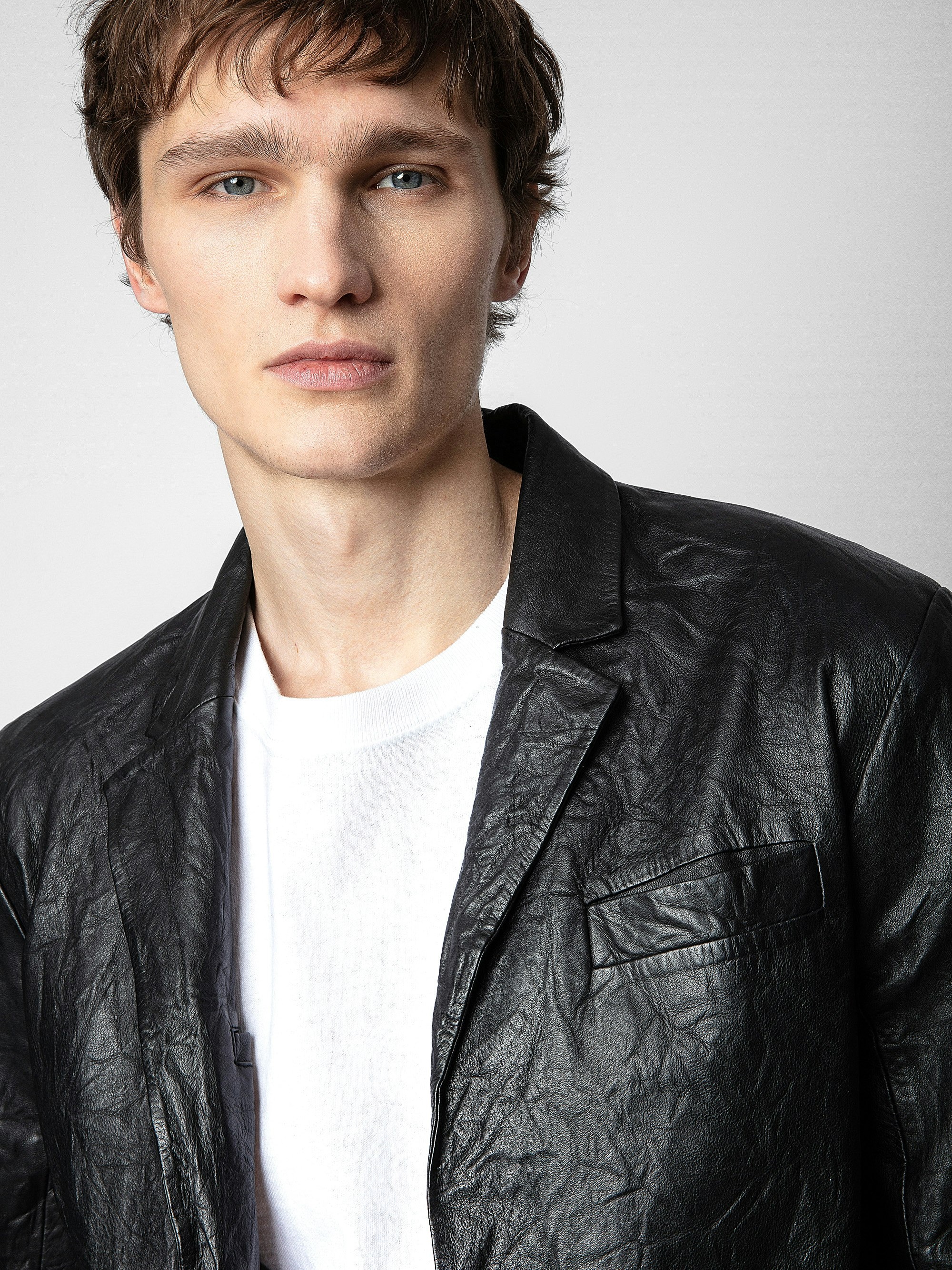 Valfried Crinkled Leather Blazer - 4