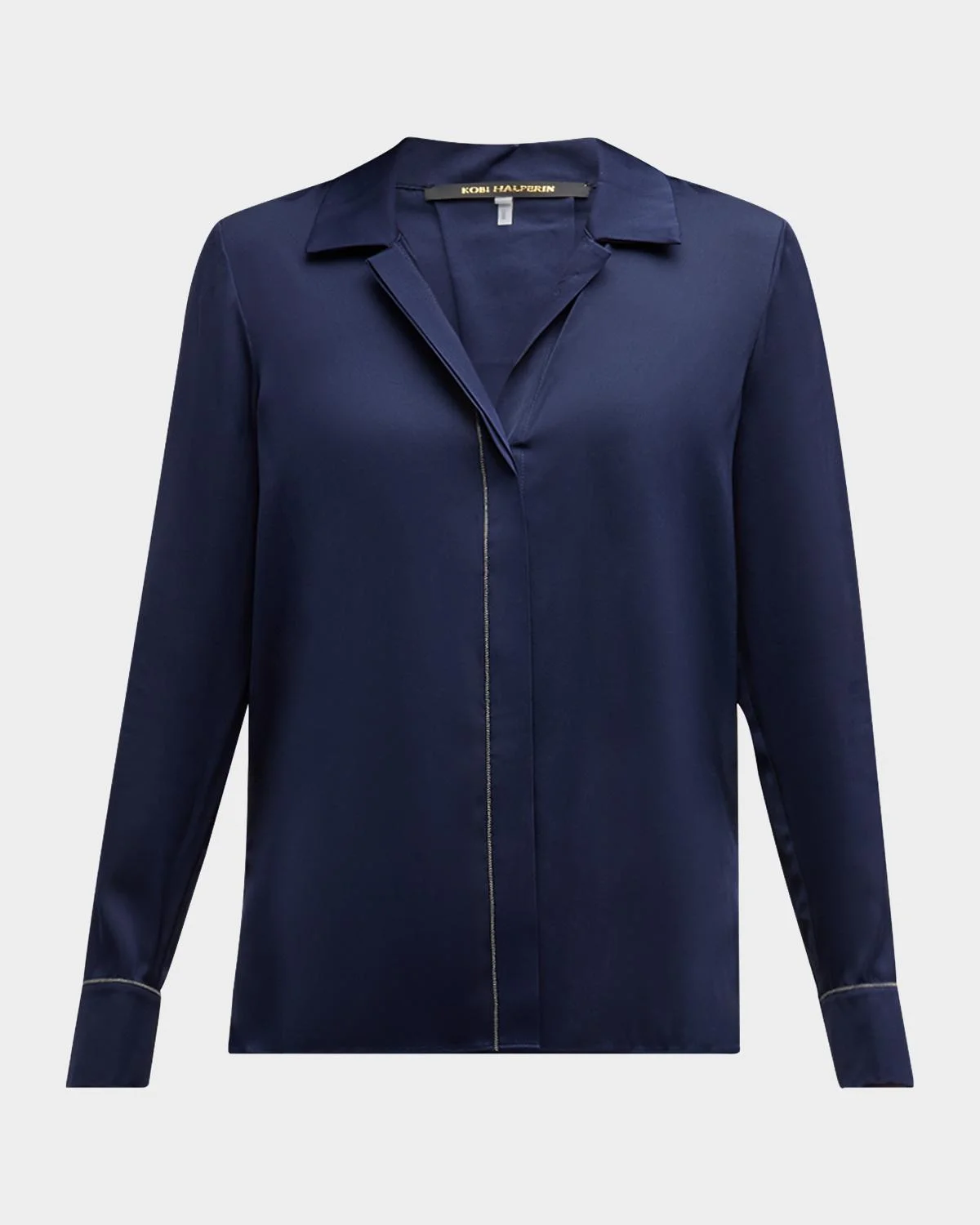 Ceanna Chain-Trim Stretch Georgette Blouse - 1