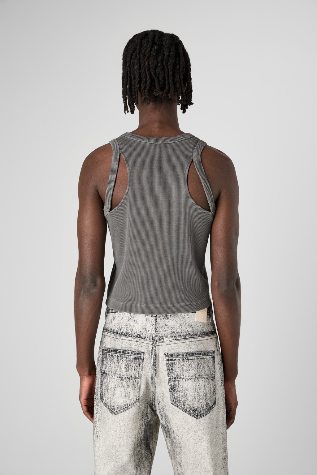 Faded Black Ribbed Tank Top - 3