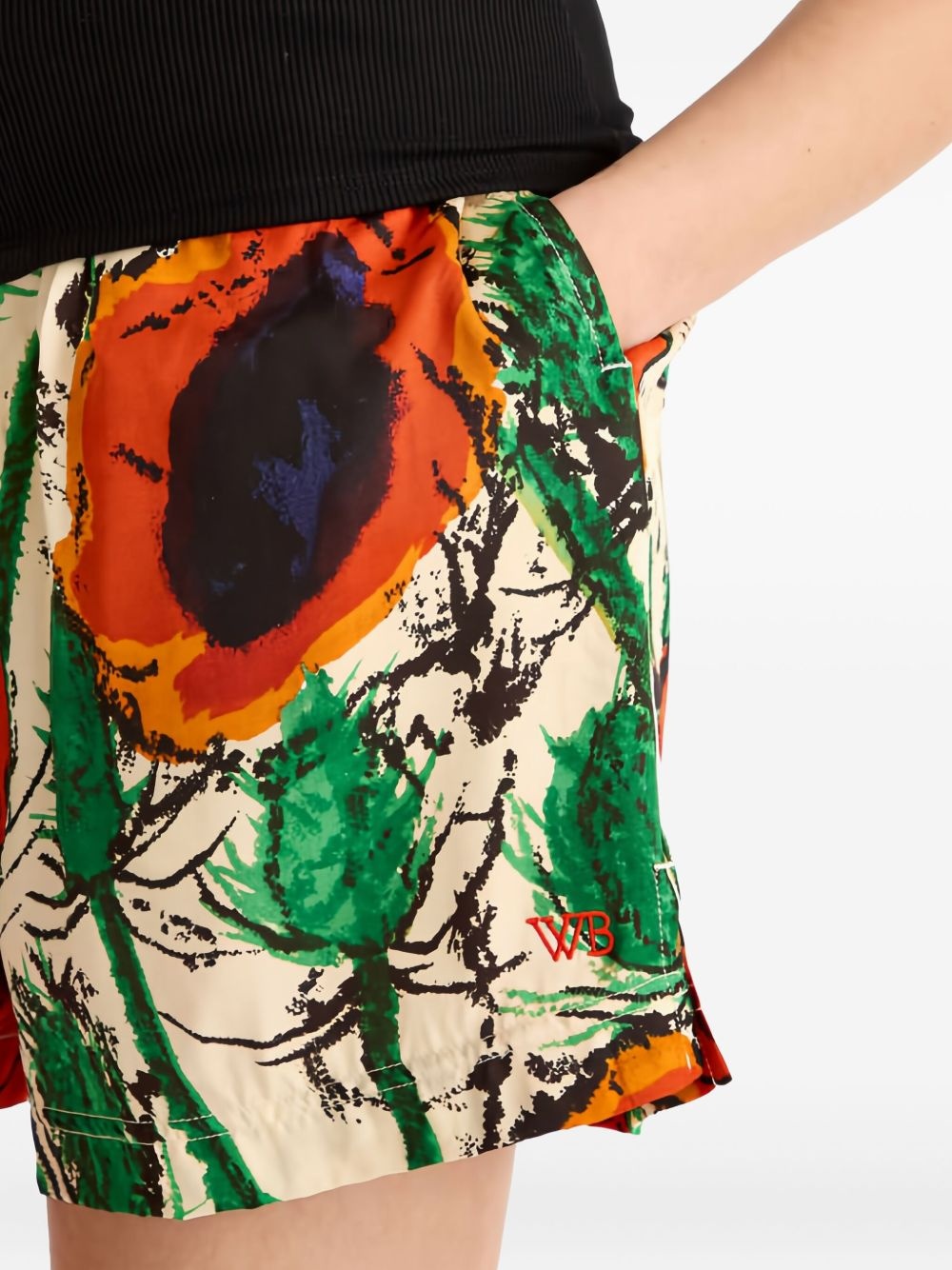 poppy-print elasticated shorts - 5