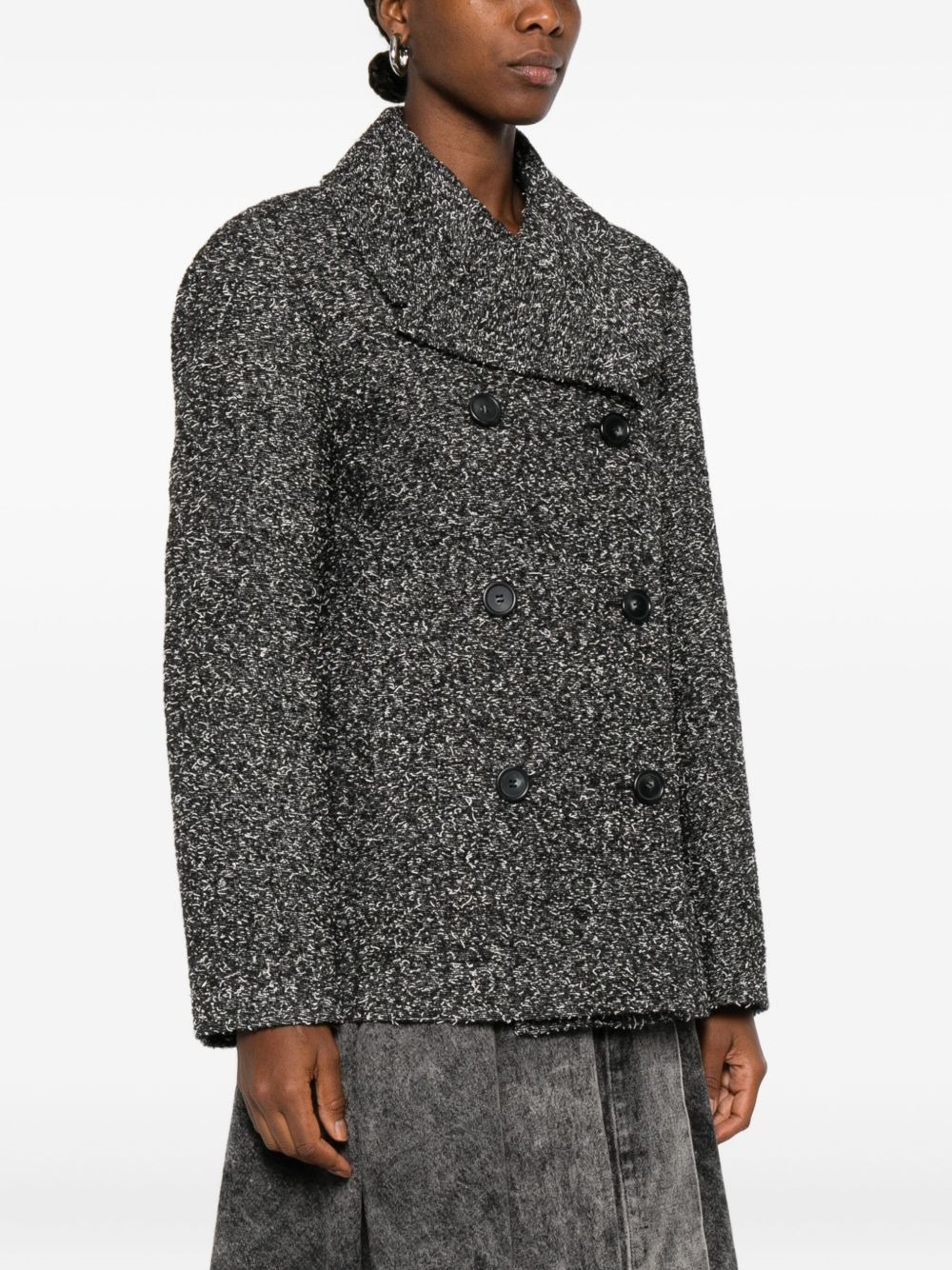 double-breasted speckled coat - 3