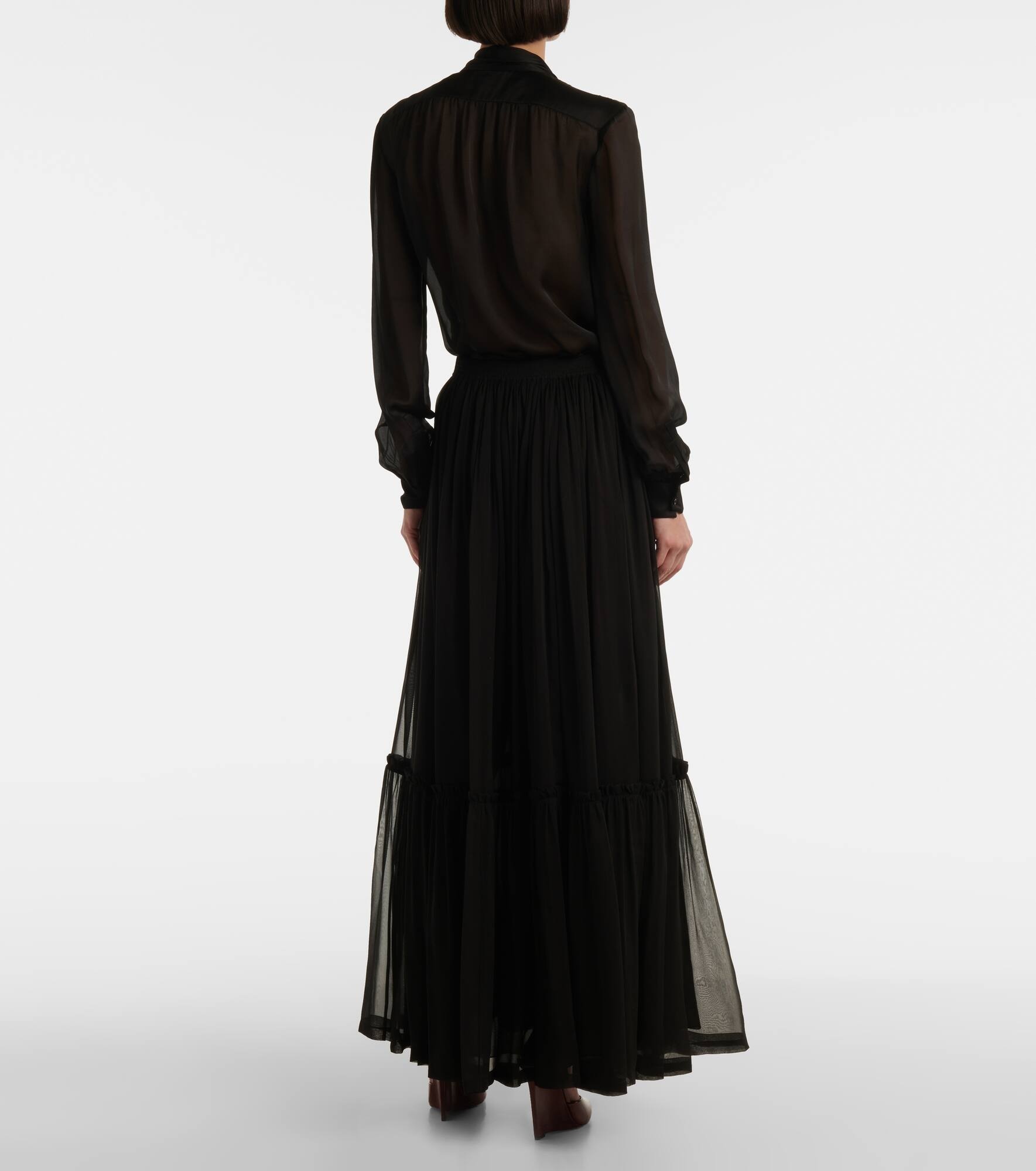 Ruffled silk maxi skirt - 3
