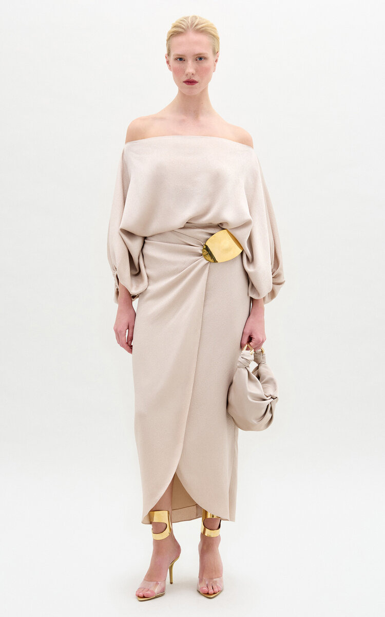 Adrianne Satin Midi Wrap Skirt nude - 2