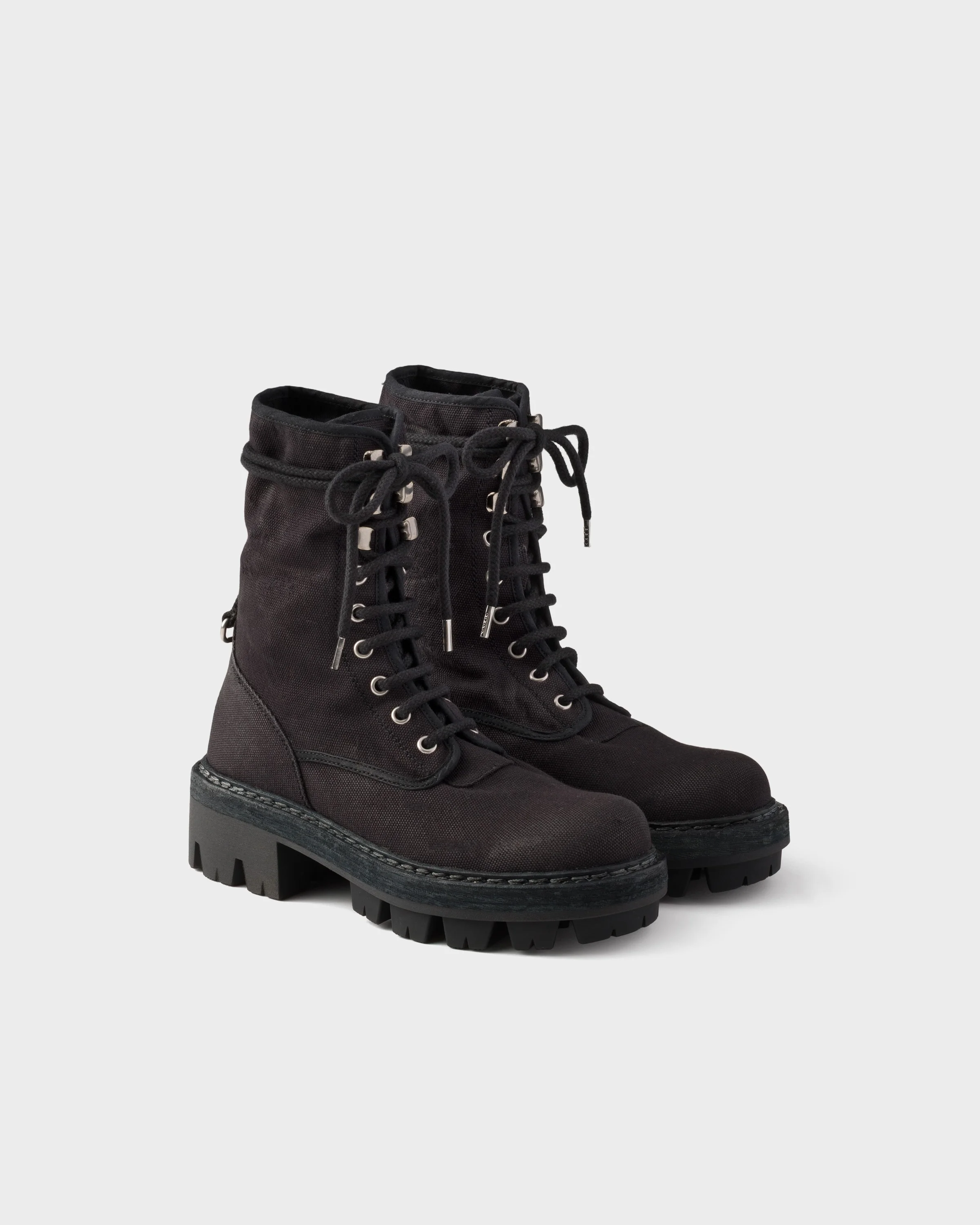 Canvas lace-up ankle boots - 1