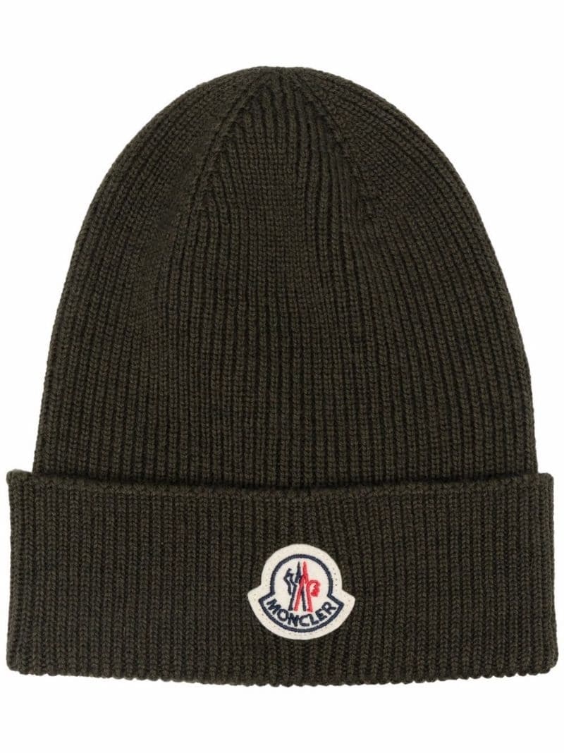 logo plaque beanie hat - 1