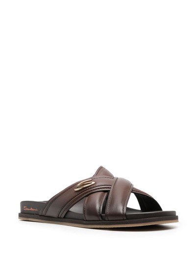 Santoni crossover-straps leather sandals outlook