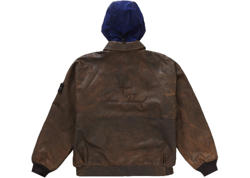 Supreme Supreme Stone Island Leather Bomber Jacket Brown outlook