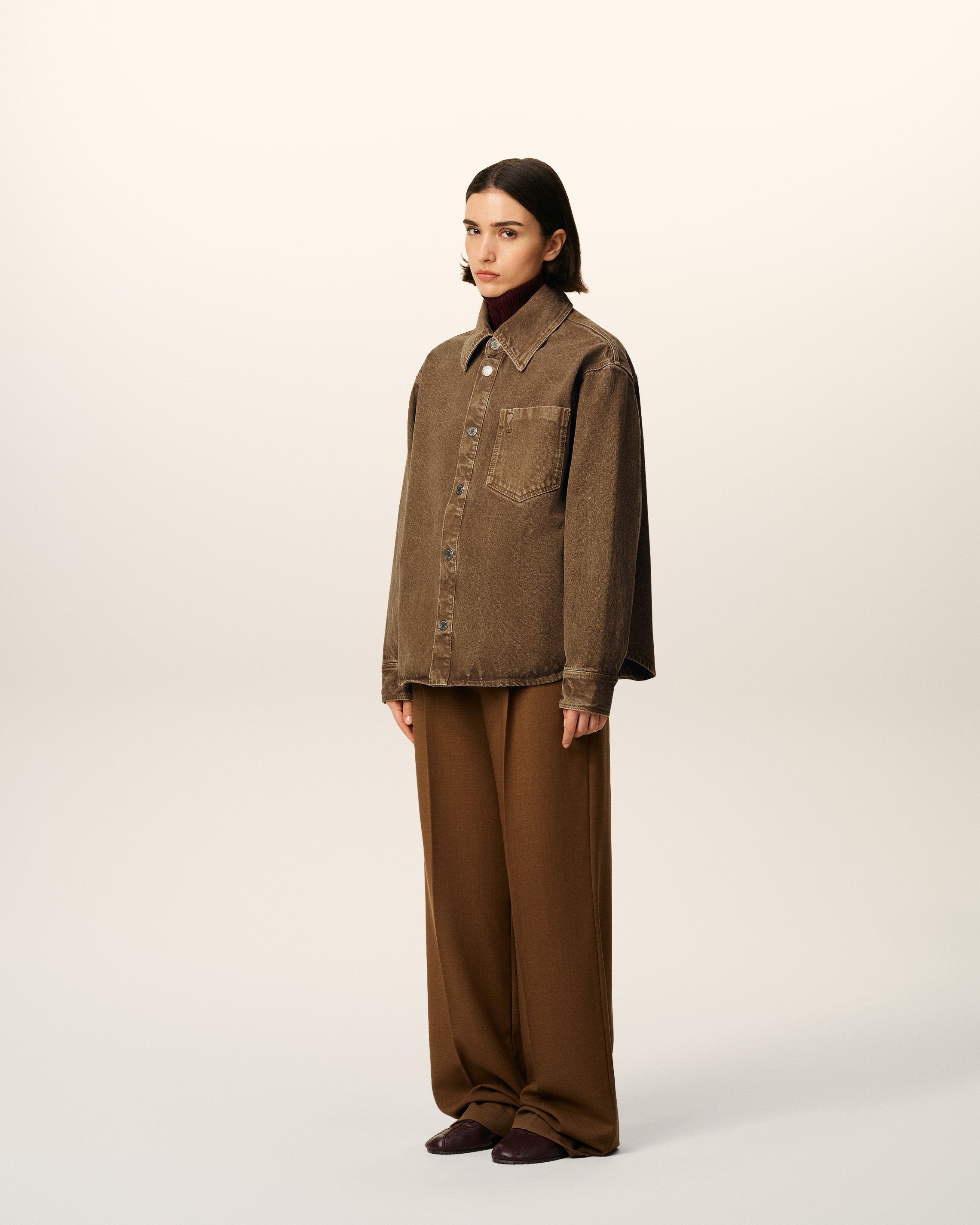BROWN COTTON AMI DE COEUR OVERSHIRT - 6
