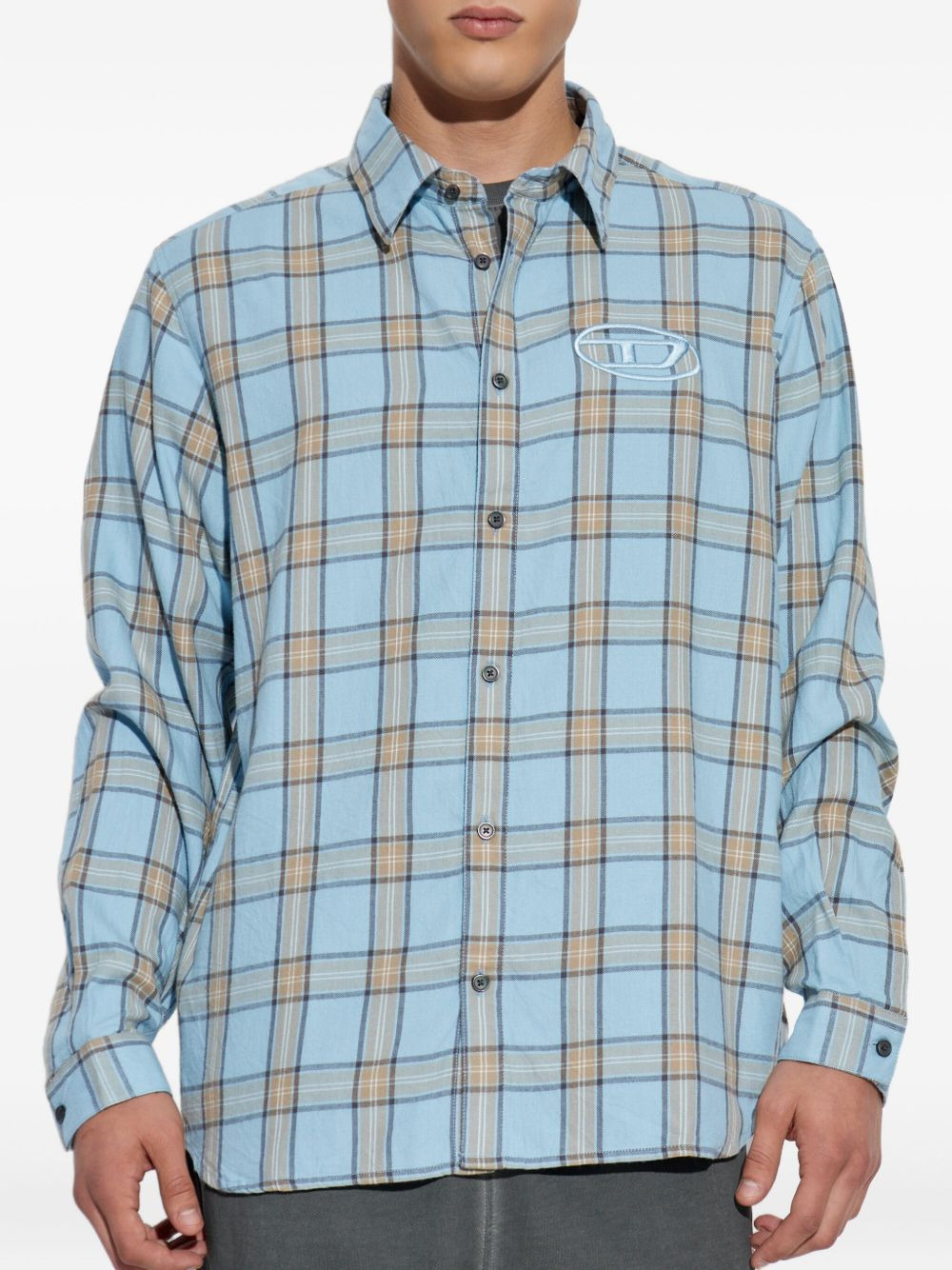 S-Simply-Ajfi embroidered checked shirt - 3