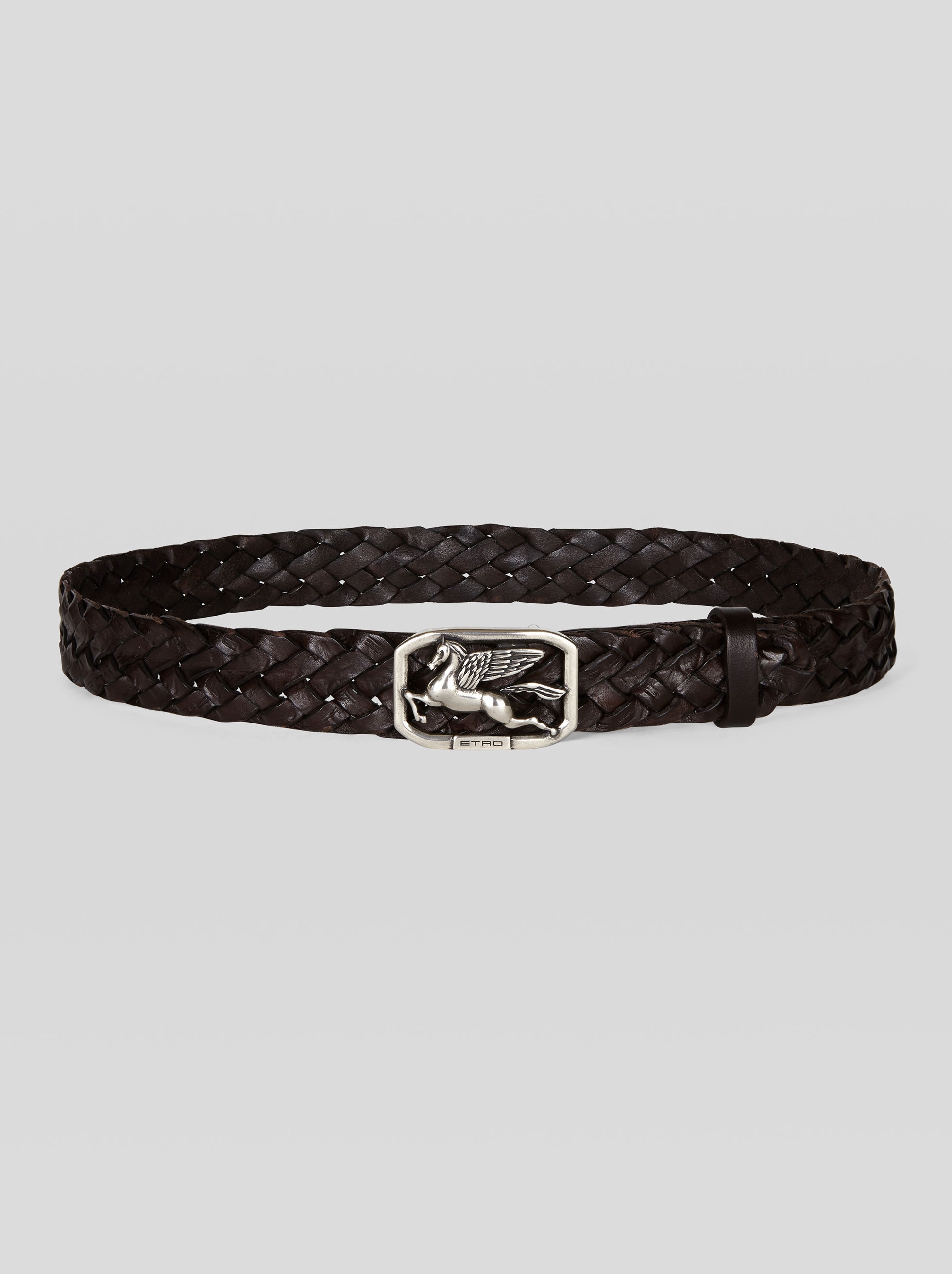 WOVEN LEATHER BELT WITH PEGASO - 1