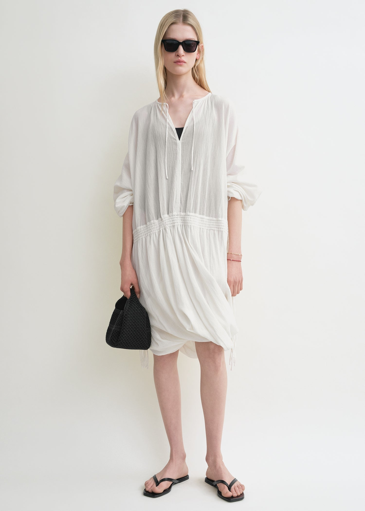 Drawstring dress off-white - 2