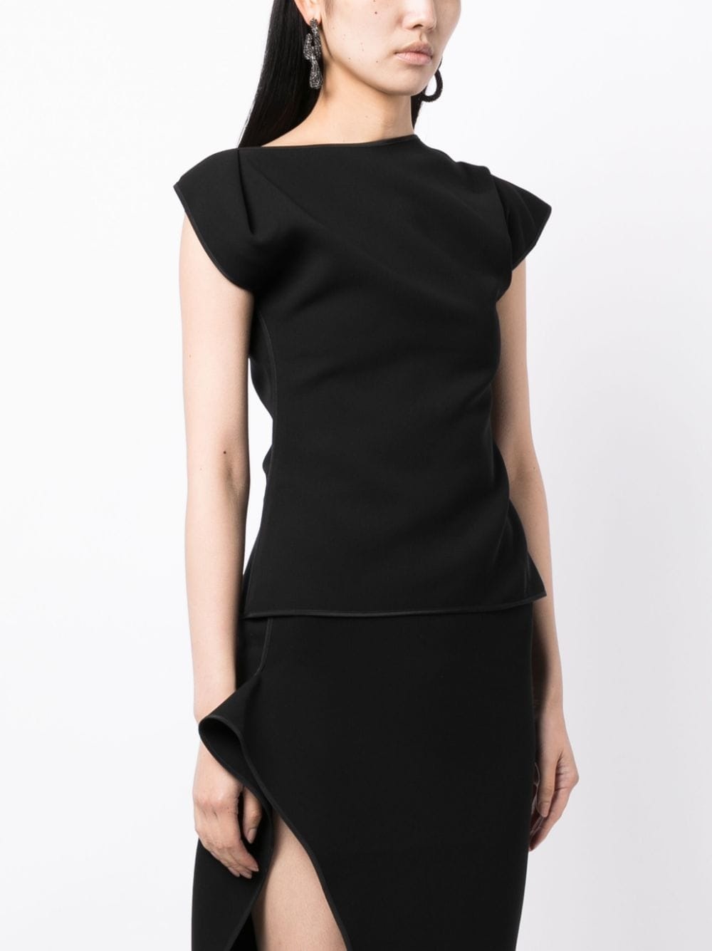 asymmetric cap-sleeved T-Shirt - 3