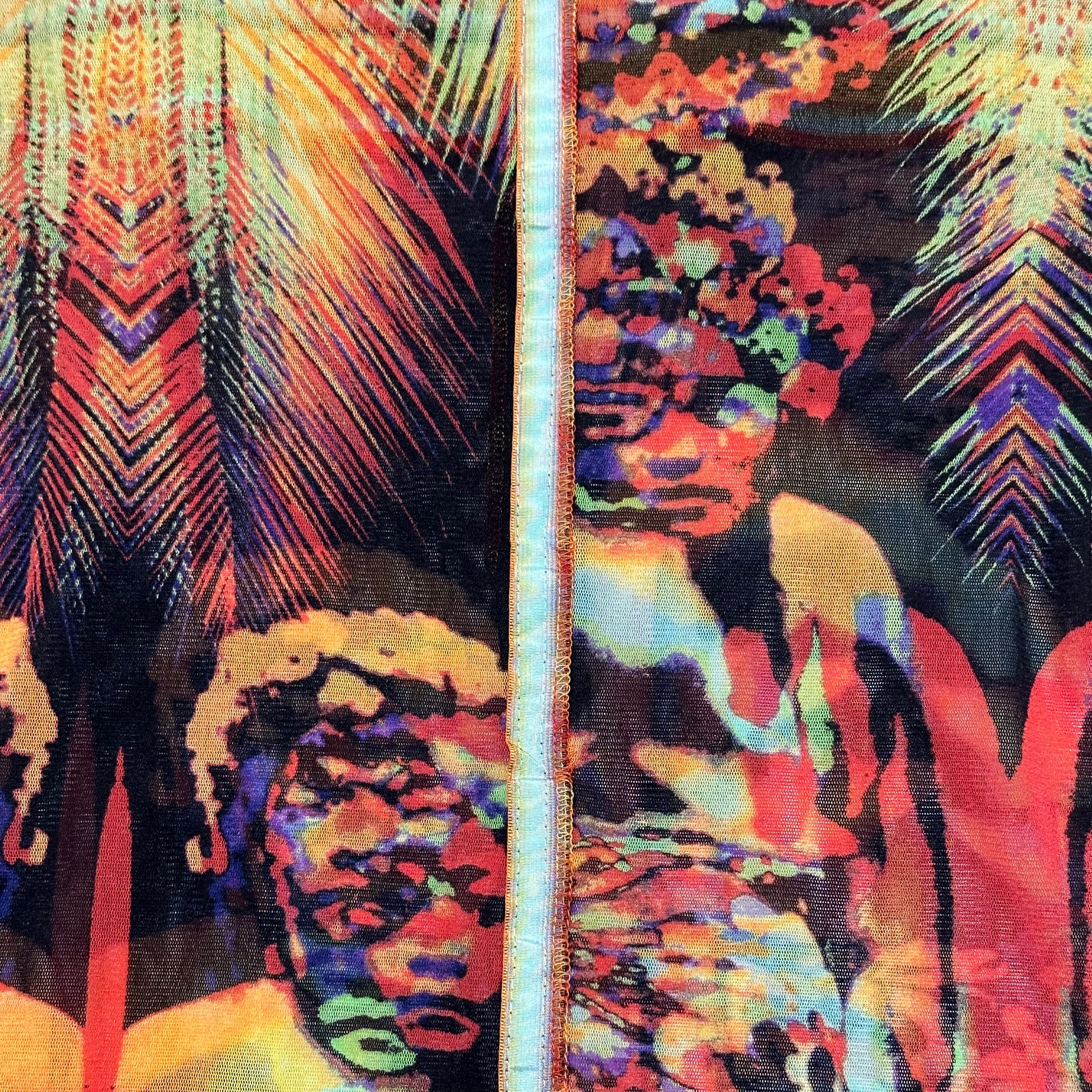 JEAN PAUL GAULTIER Spring Summer 2000 Psychedelic Print Mesh Frill Trim Top - 4