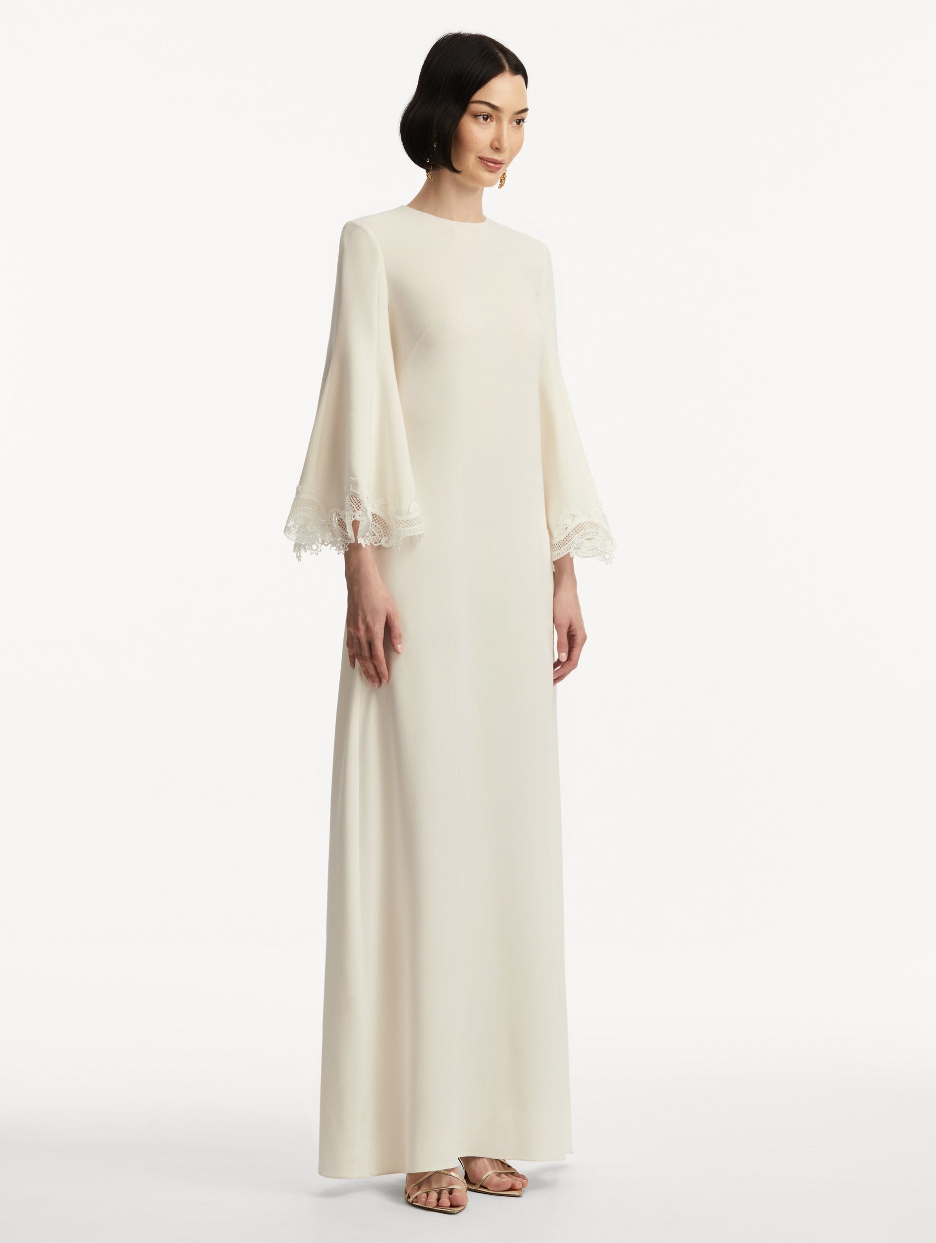 SCROLL GUIPURE-DETAILED CAFTAN - 4