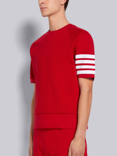 Thom Browne Red Compact Waffle 4-Bar Short Sleeve Sweatshirt outlook