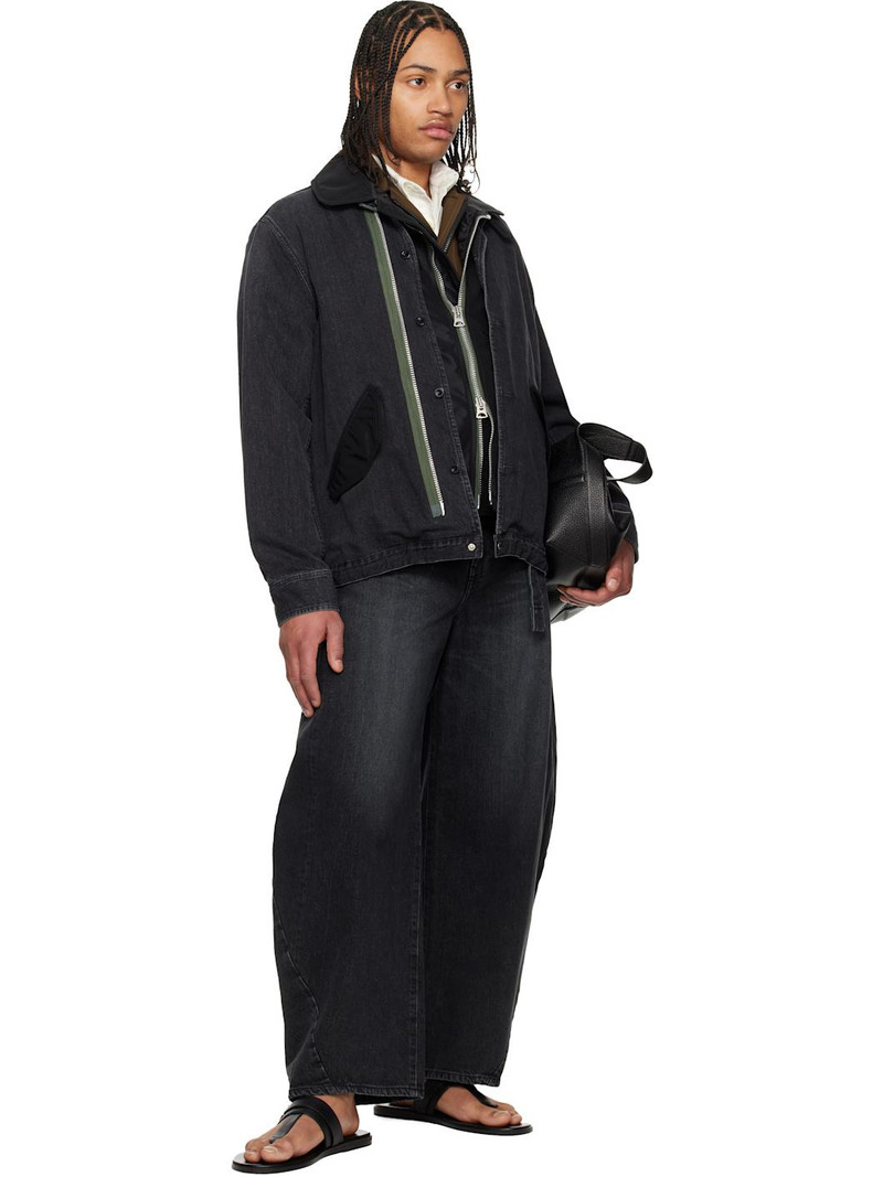 sacai Black Nylon Twill Denim Jacket outlook