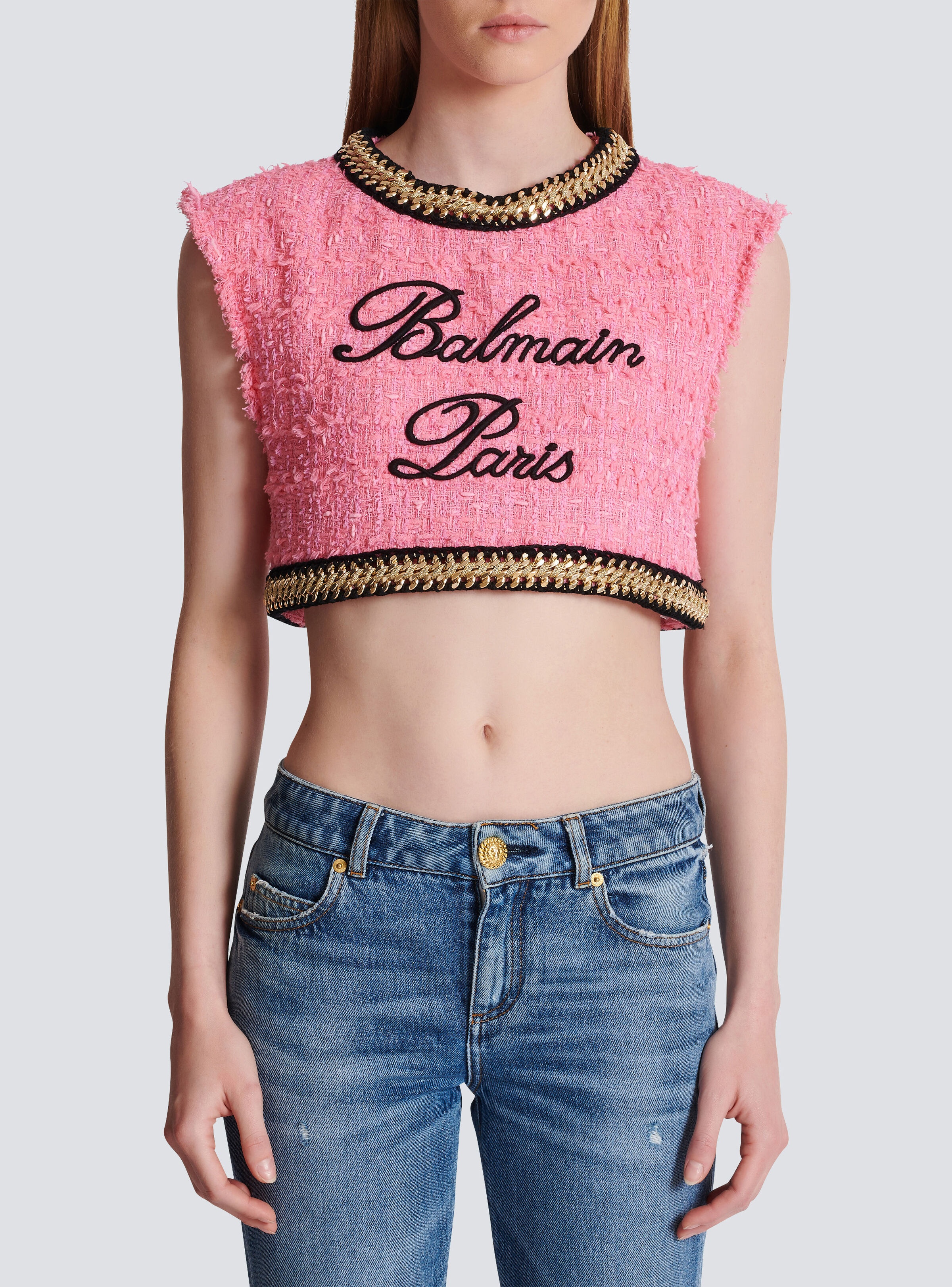 Balmain Signature tweed and chain top - 5