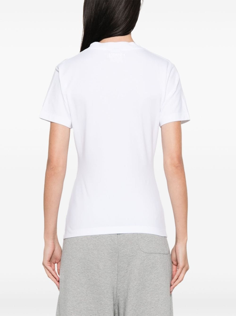 slogan-embroidered cotton T-shirt - 4