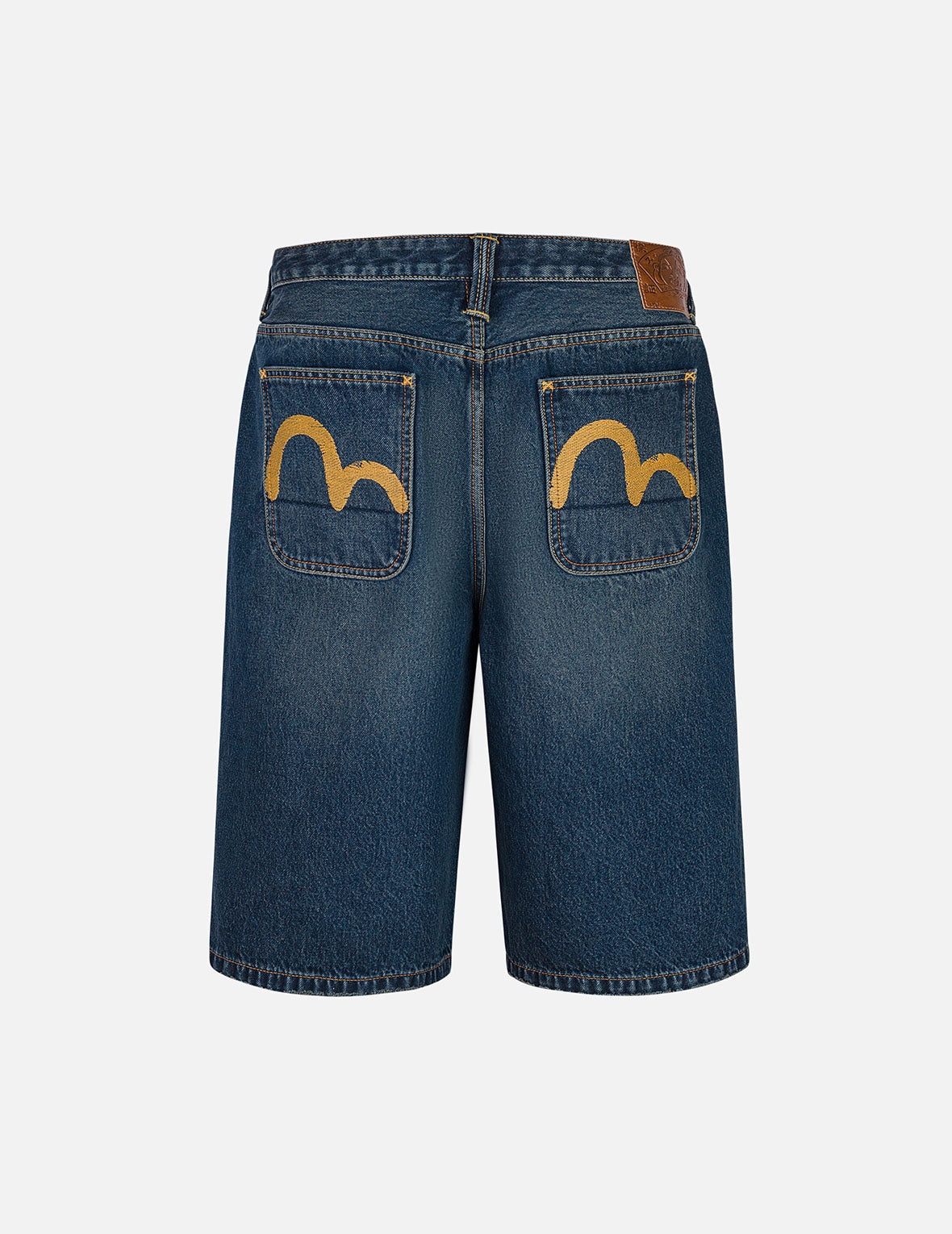 Seagull Embroidery Regular Fit Washed Denim Jorts - 2