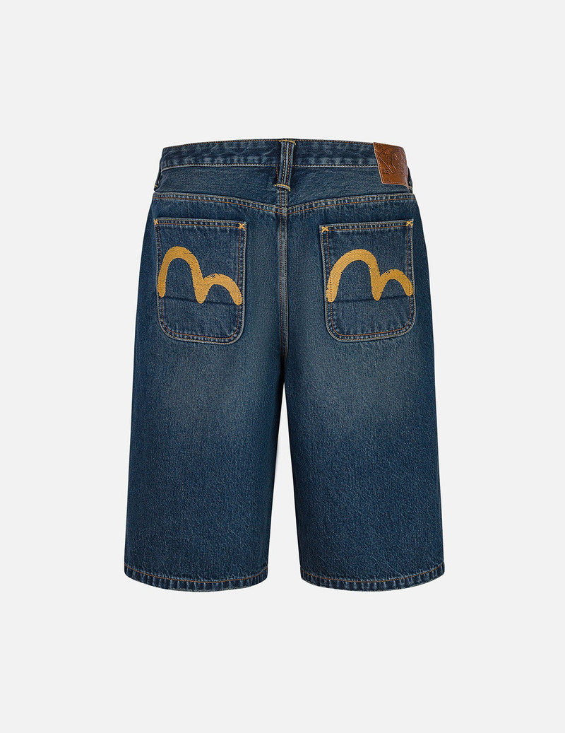 EVISU Seagull Embroidery Regular Fit Washed Denim Jorts outlook