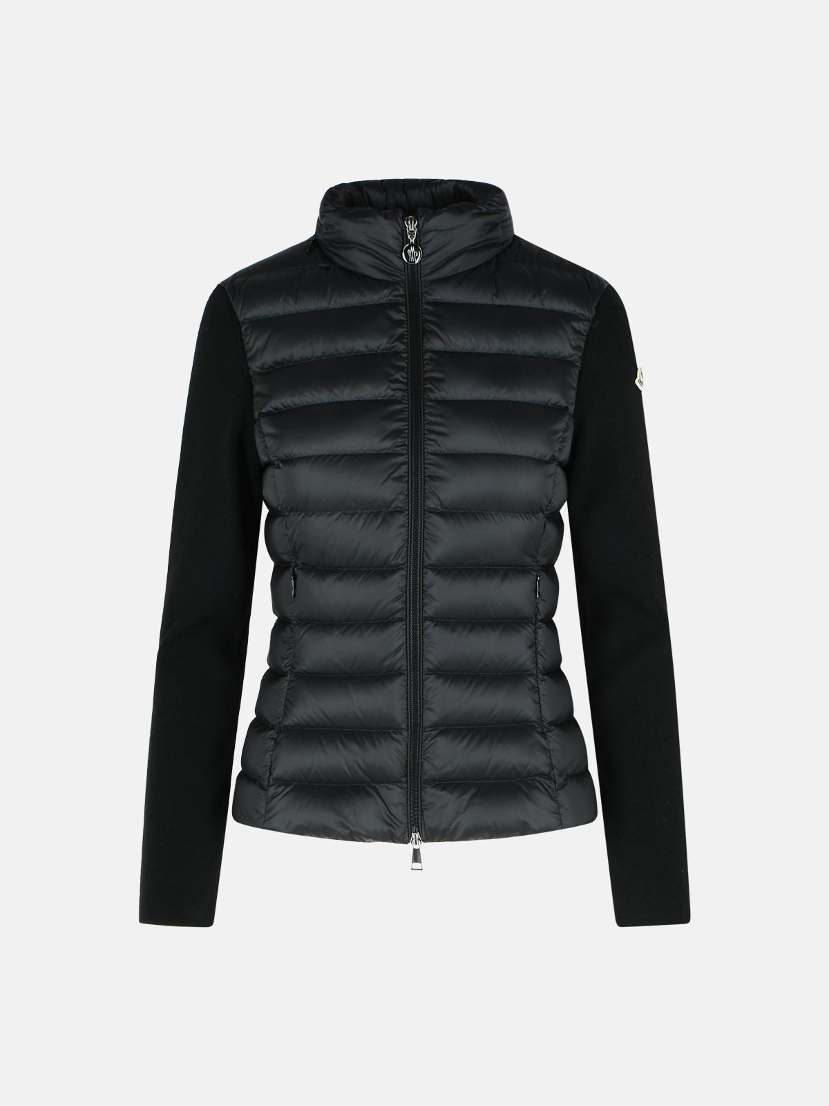 TRICOT' CARDIGAN IN POLYAMIDE AND BLACK VIRGIN WOOL - 1