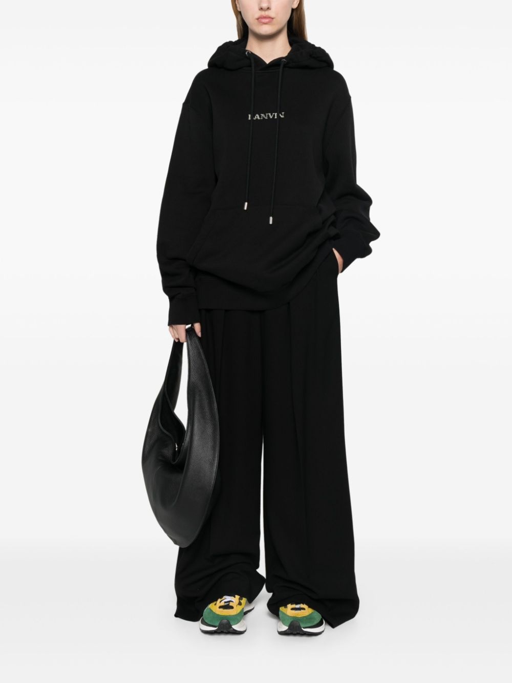 logo-embroidered cotton hoodie - 2