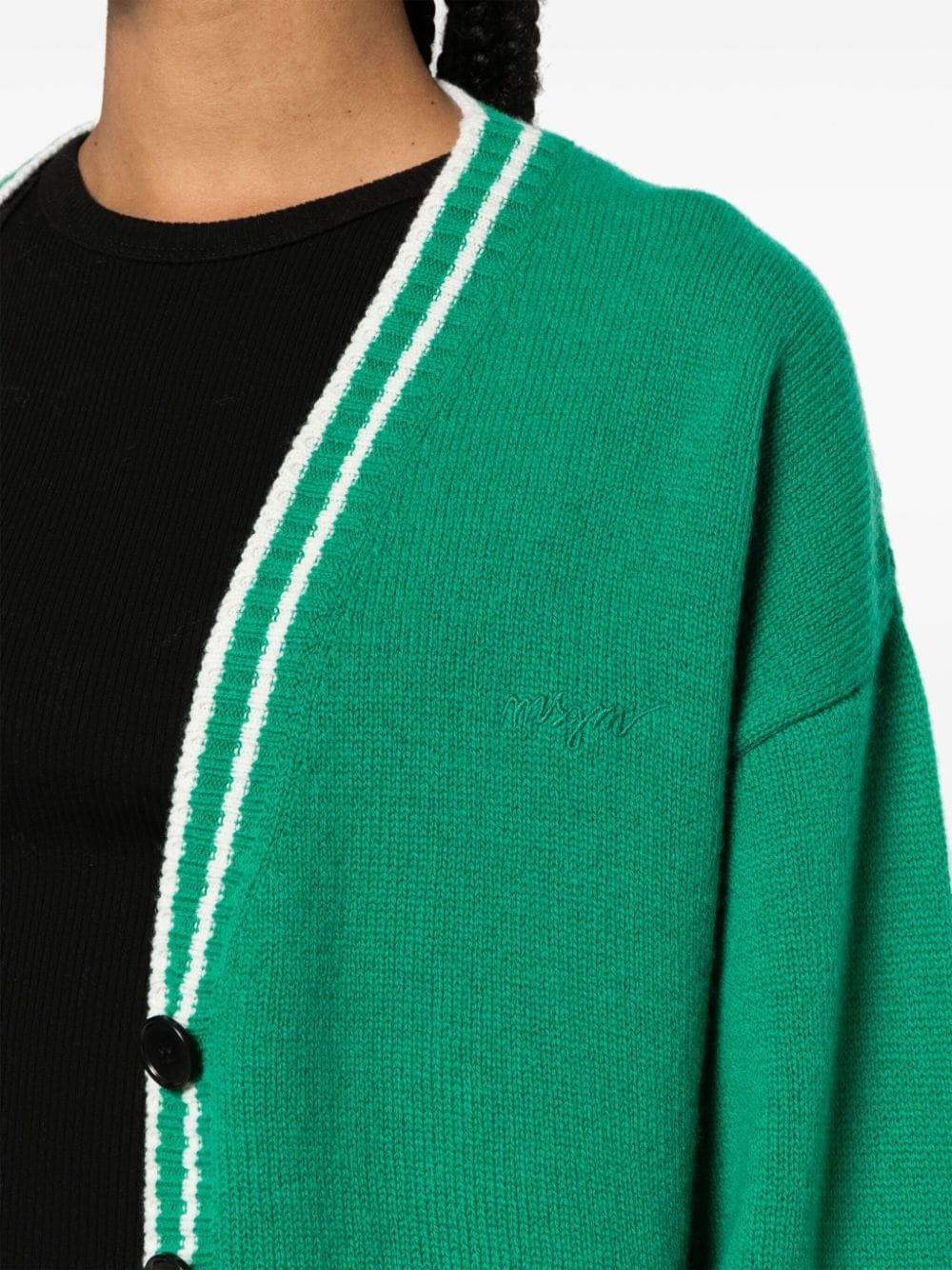 striped-edge knitted cardigan - 5