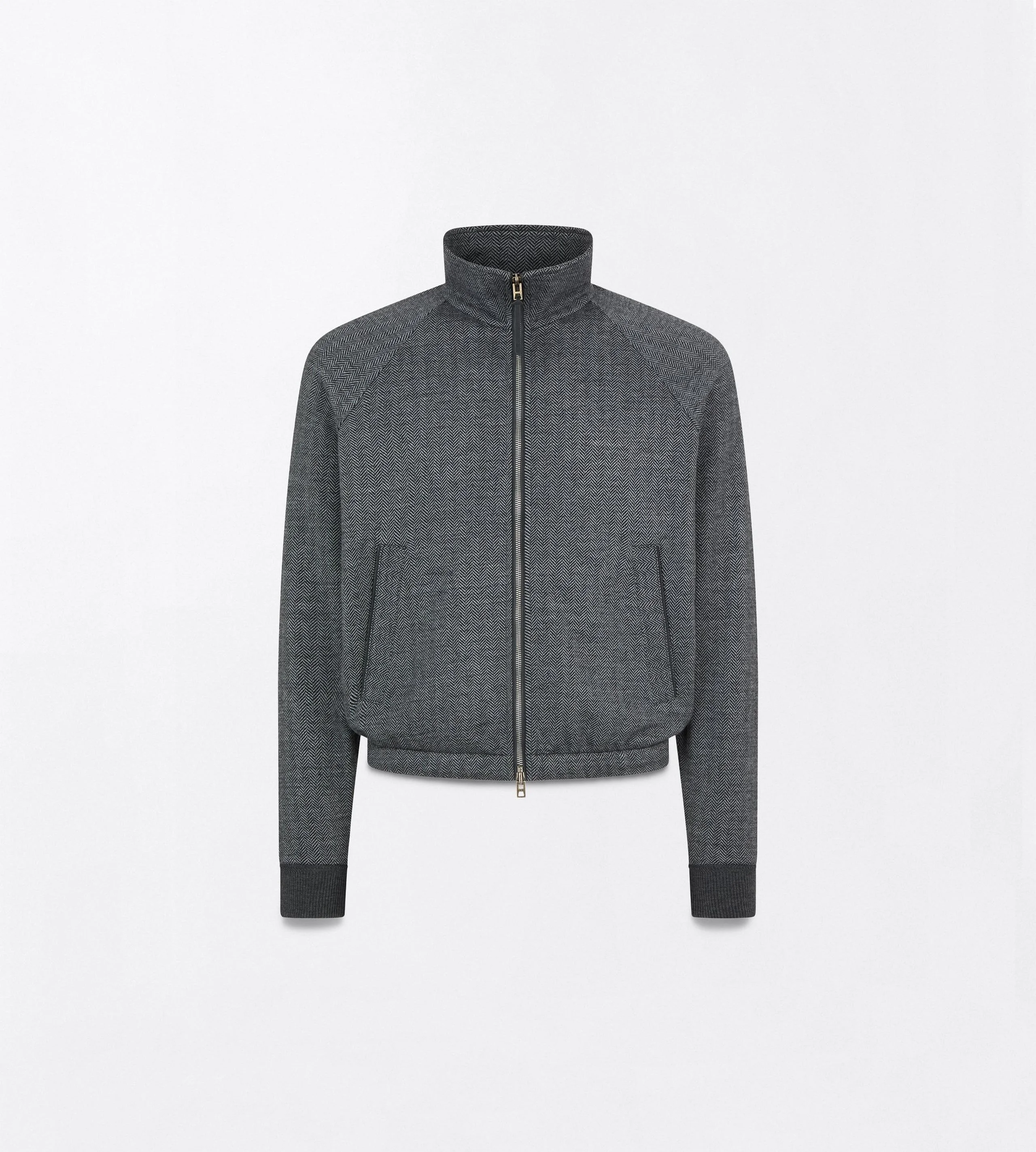 HERRINGBONE FUNNEL NECK ZIP THROUGH - 1