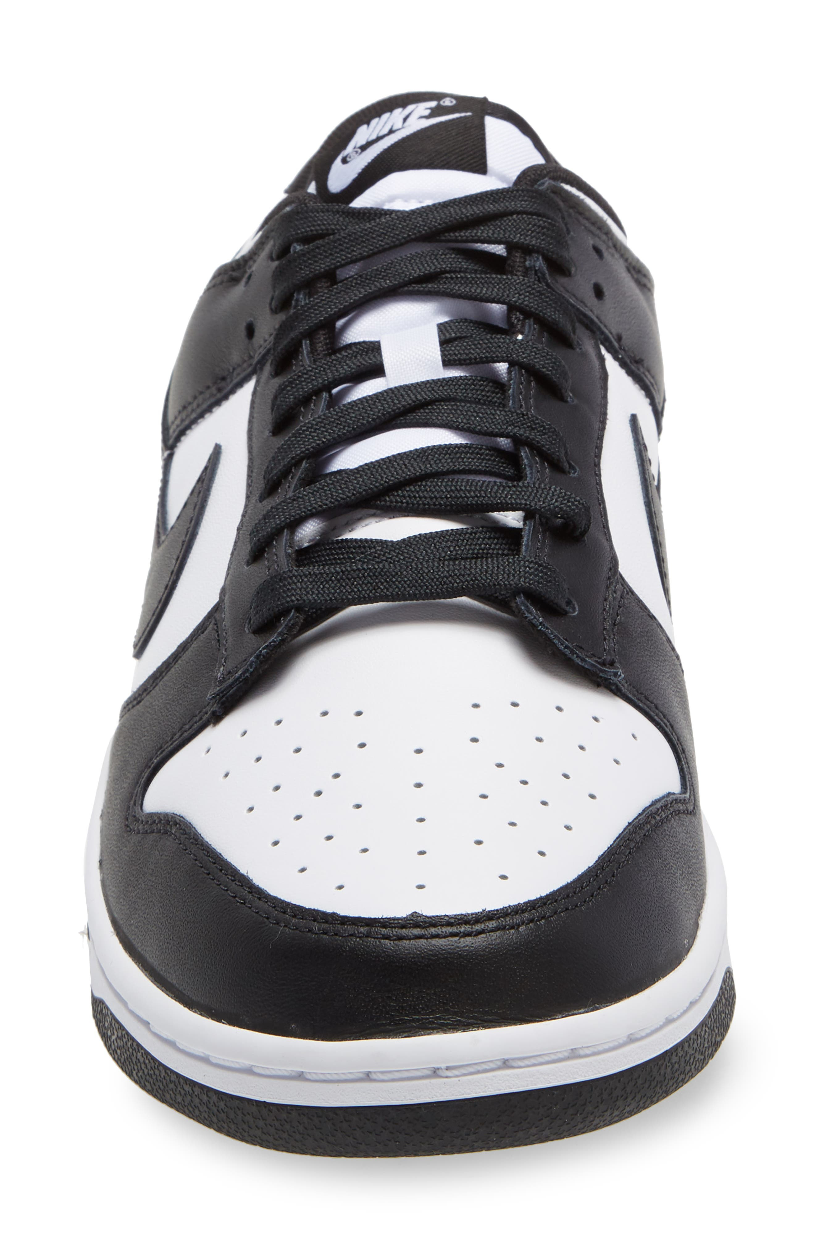 Nike Dunk Low Retro Basketball Sneaker in White/Black/White at Nordstrom - 5
