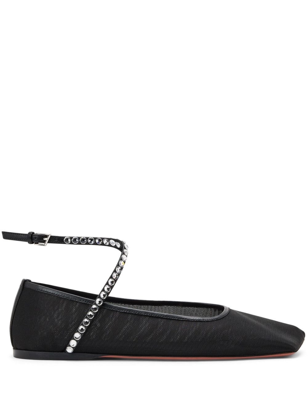 Ane crystal-embellished mesh ballerina shoes - 1
