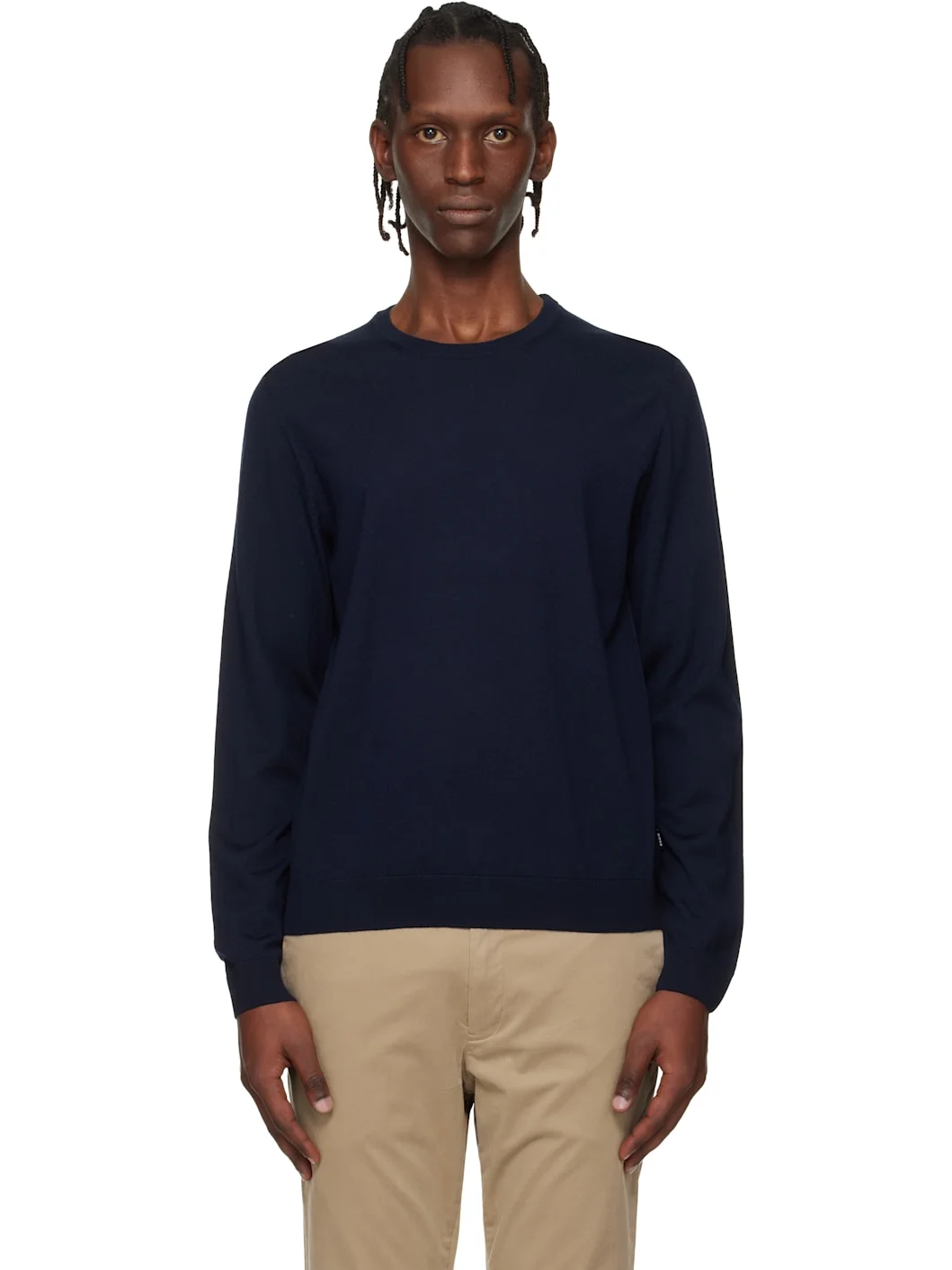 Navy Slim-Fit Merino-Wool Sweater - 1