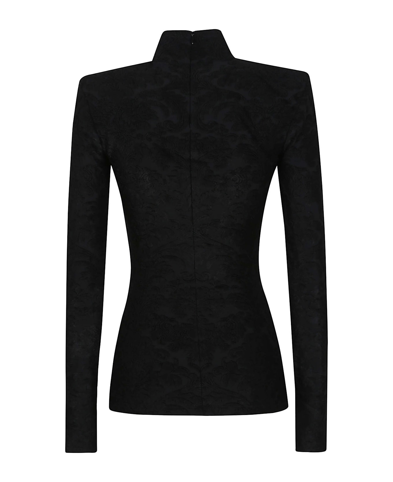 Buttoned Ls Bouclette Baroque Top - 2