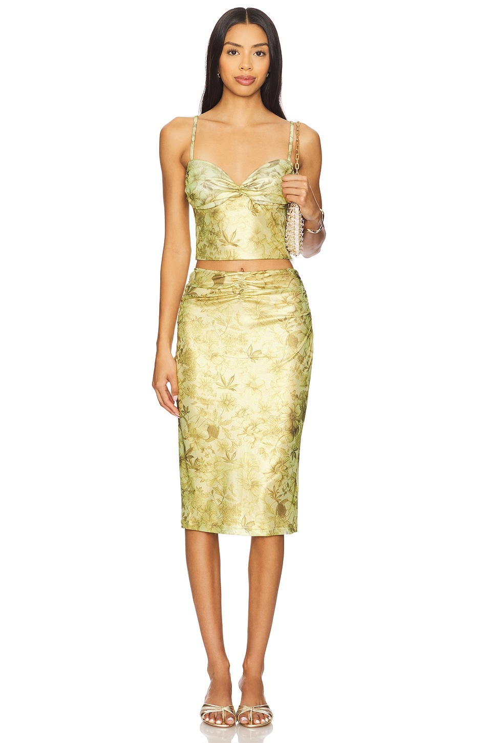 Printed Lame Midi Skirt - 5