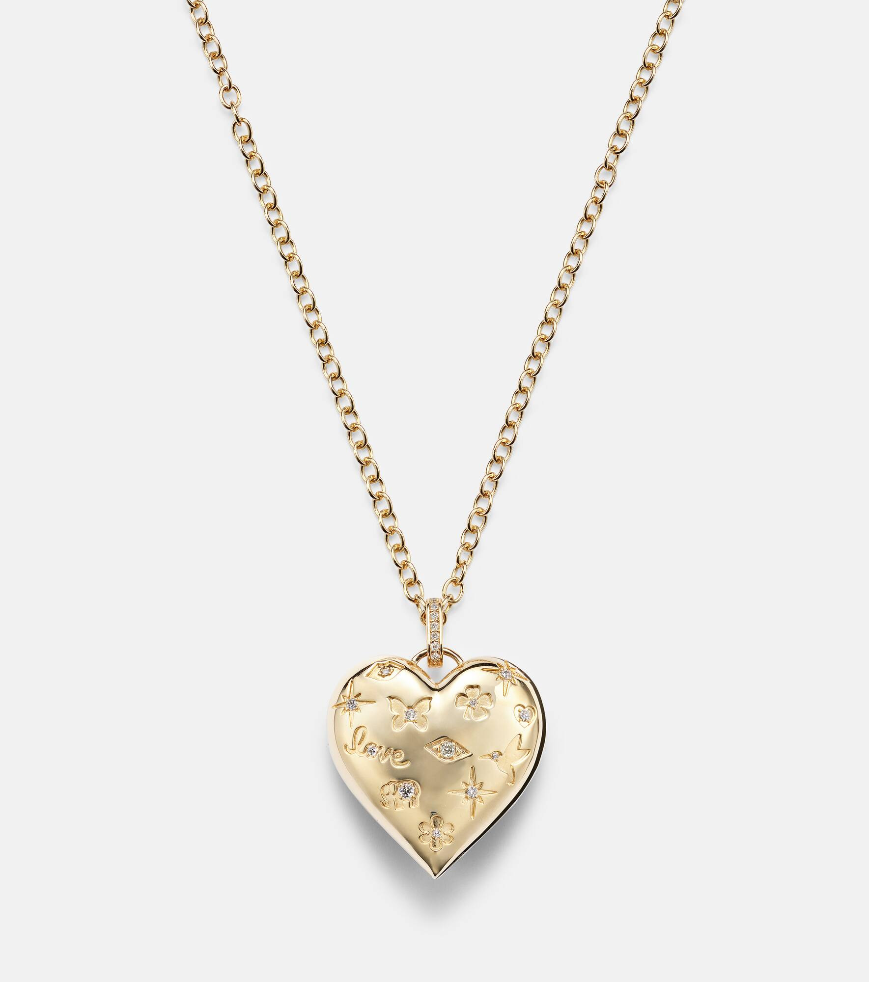 Puffy Icon Heart 14kt gold pendant with diamonds - 4
