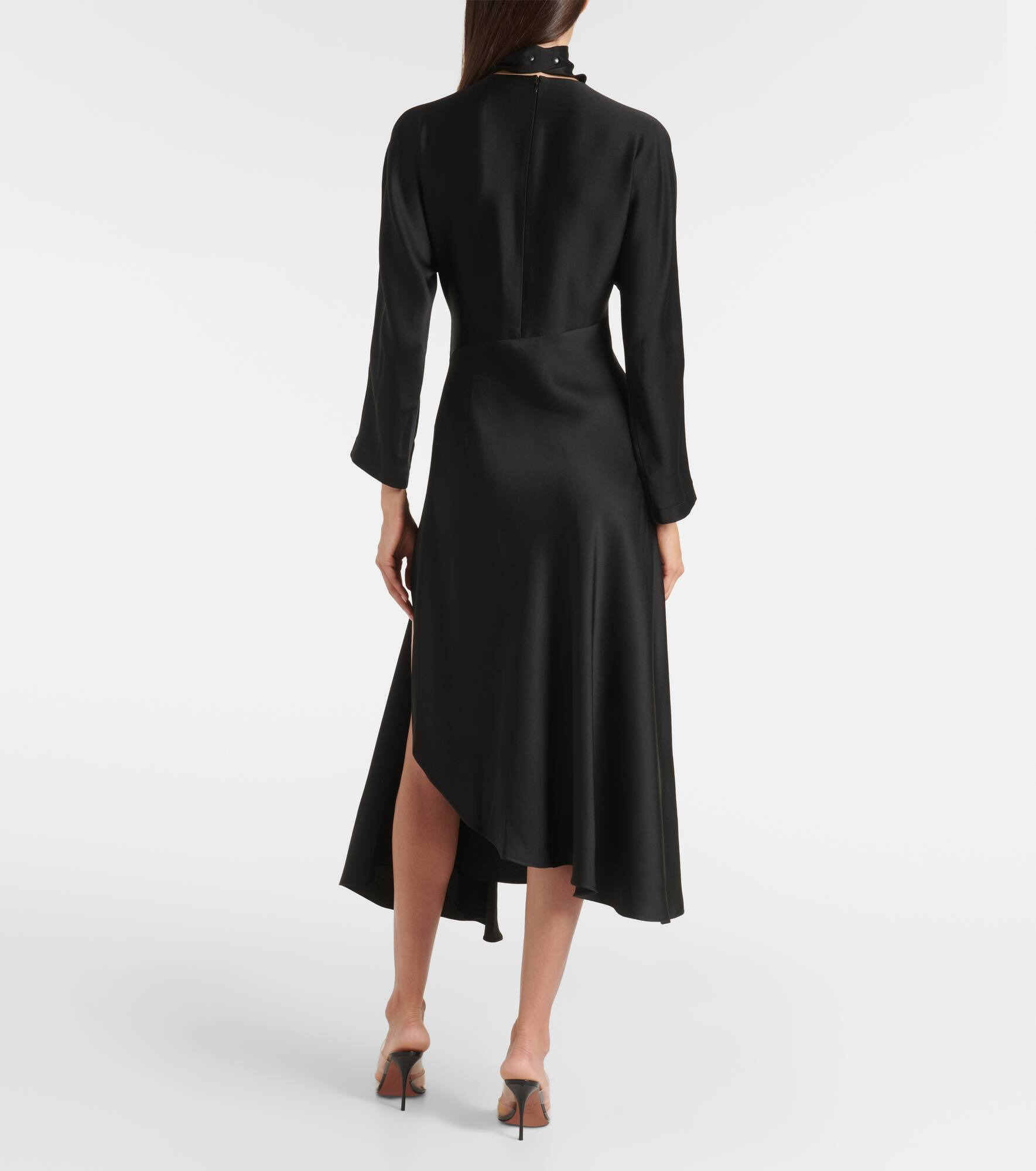 Asymmetric satin midi dress - 3