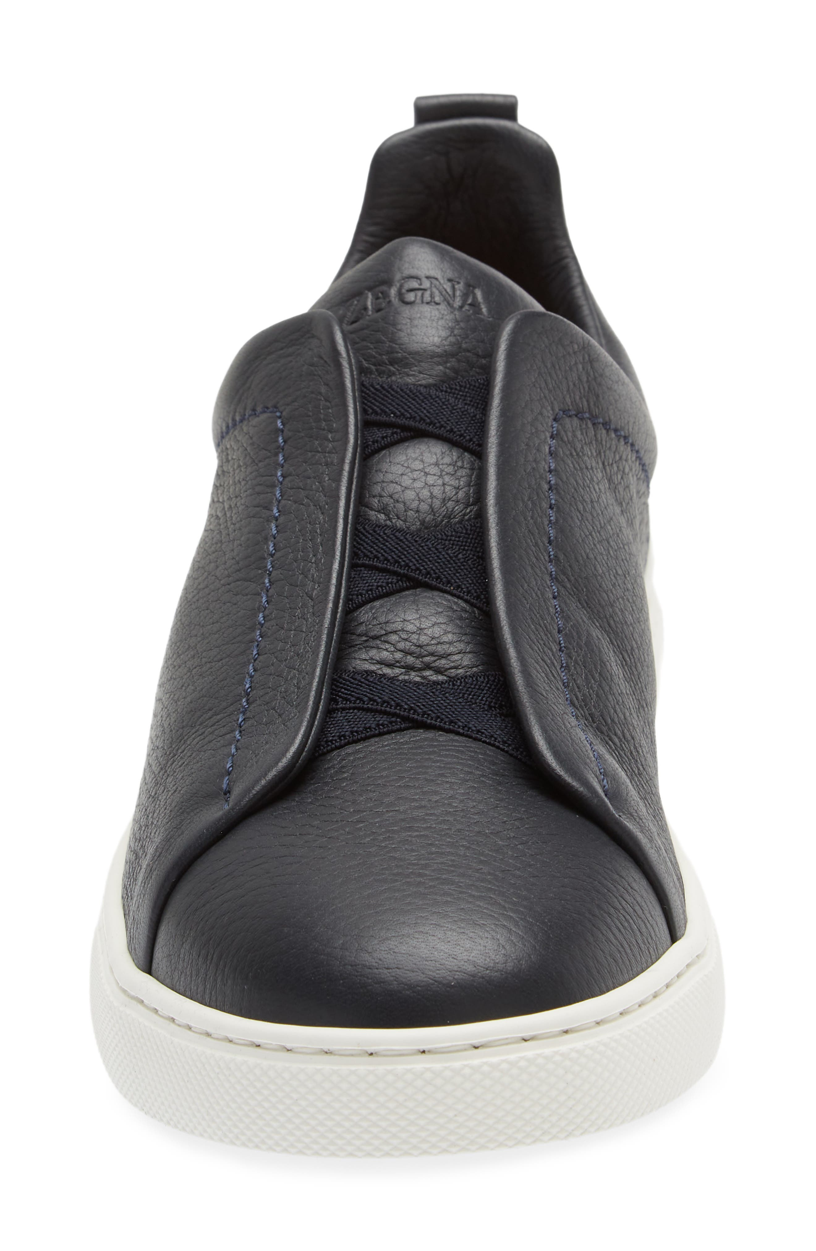 Triple Stitch Deerskin Leather Slip-On Sneaker - 4