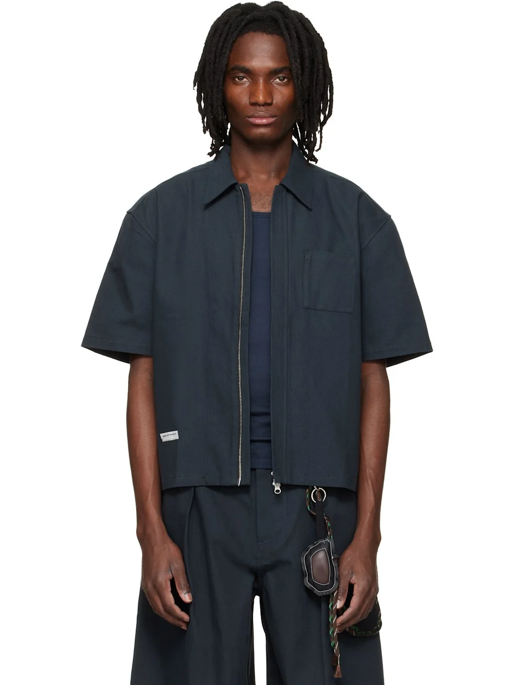 Black Zip Up Workman Shirt - 1