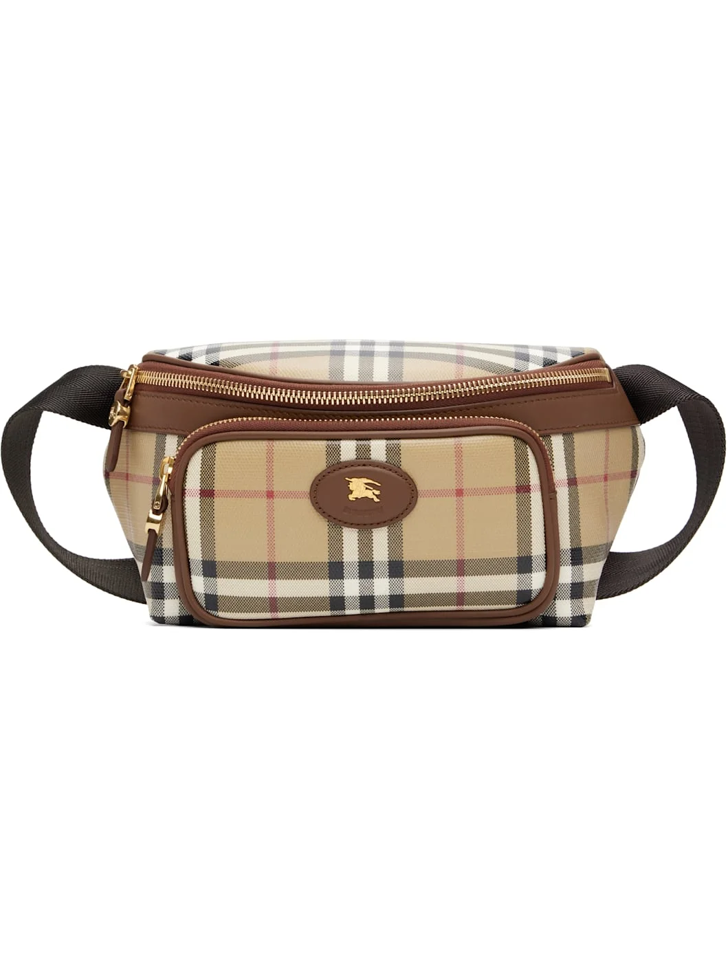Beige Check Belt Bag - 1