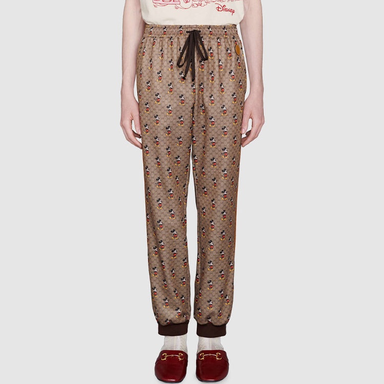 Gucci x Disney Mickey Full Printed Drawstring Jogging Pants For Men Brown 604211-XJB64-2100 - 3