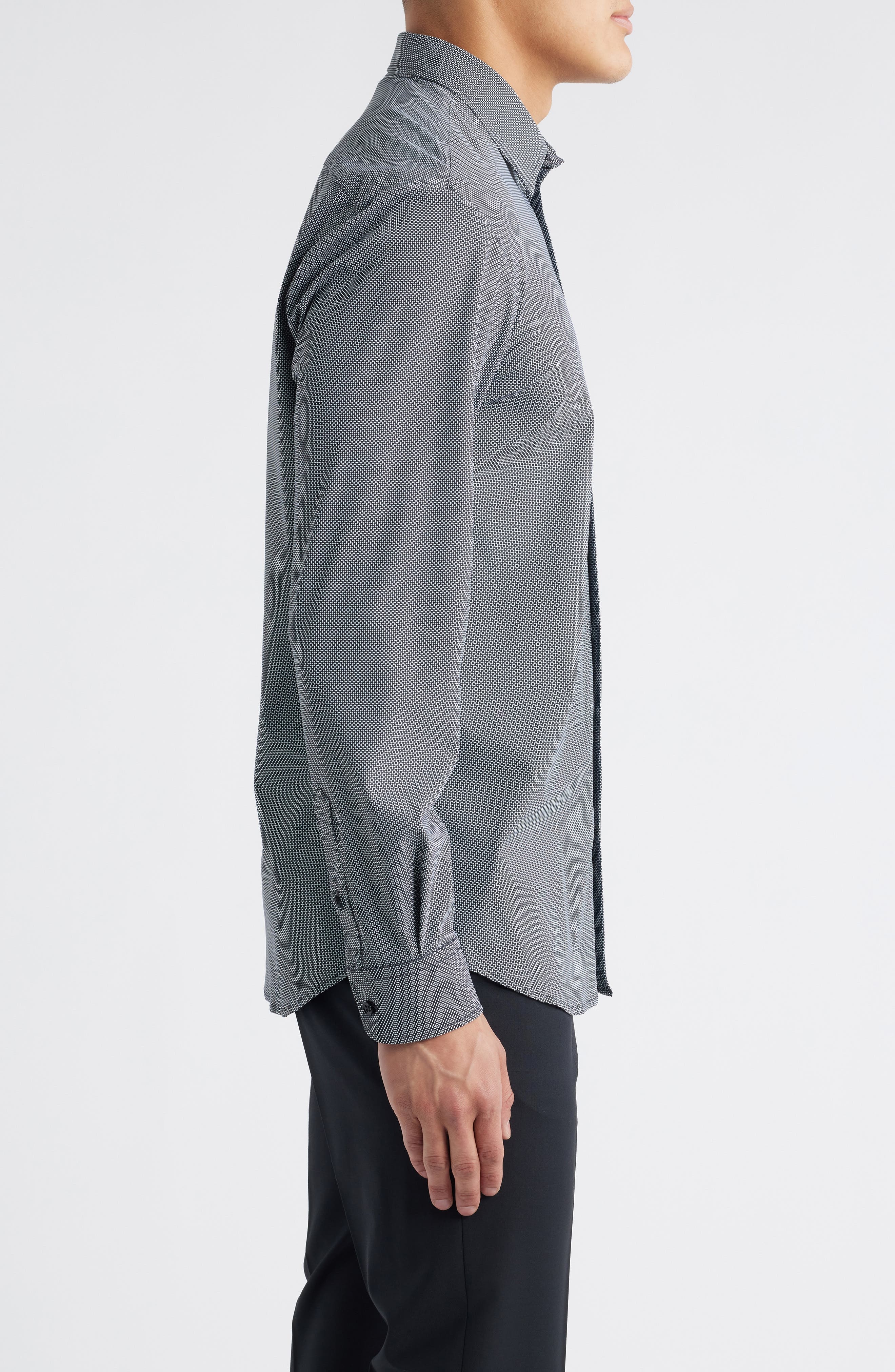 Emporio Armani Microdot Button-Up Shirt in Solid Black at Nordstrom - 4