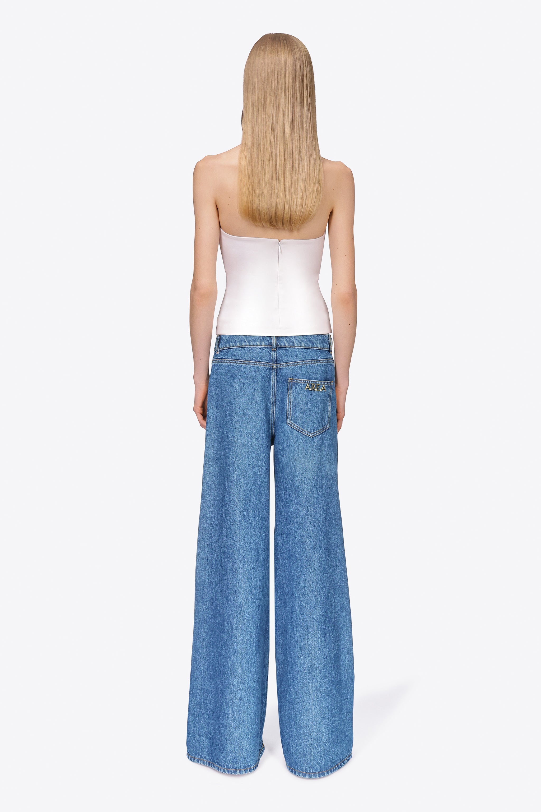 CRYSTAL EYELET WIDE LEG JEAN - 5