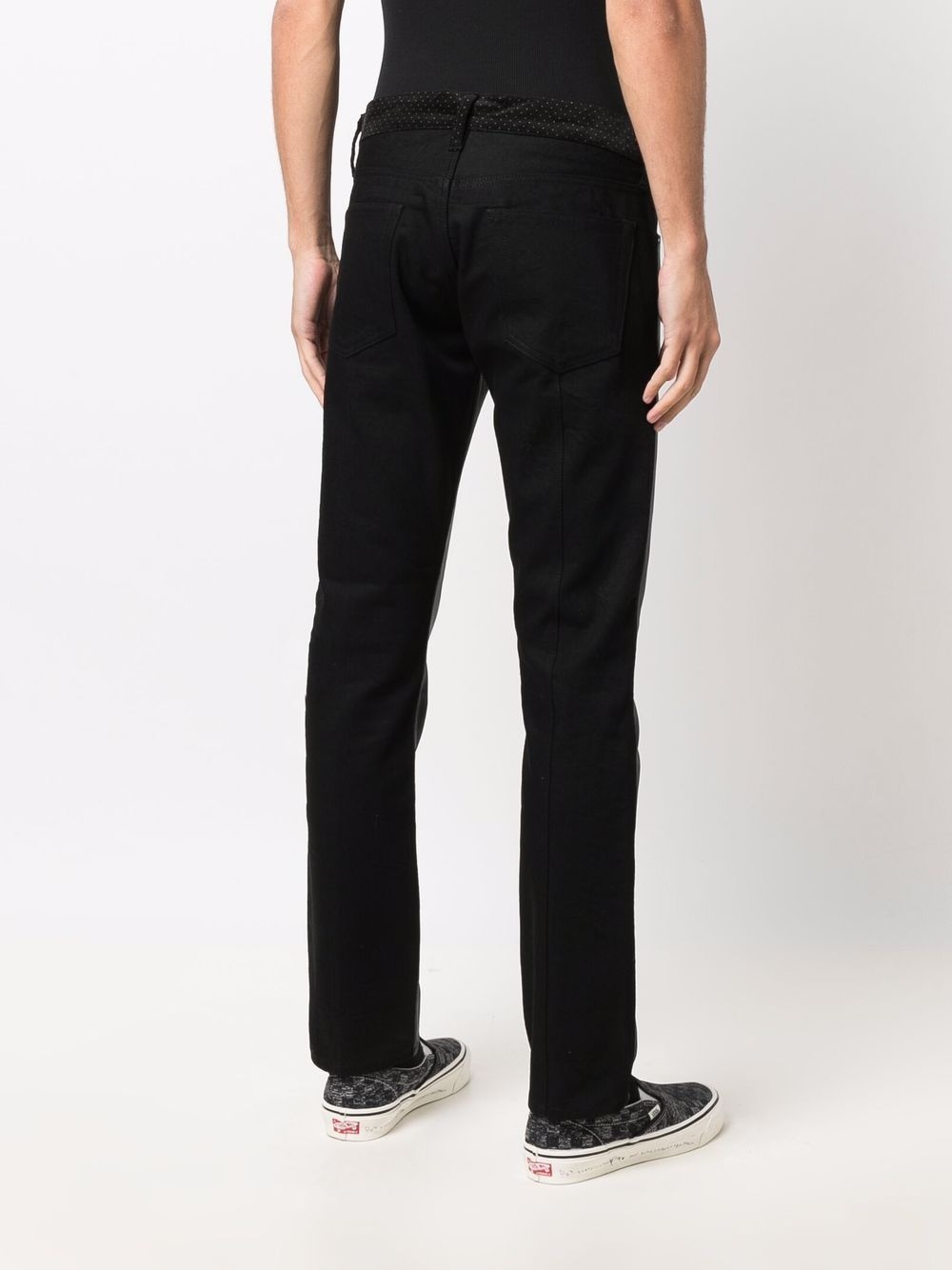 leather-panel slim jeans - 4