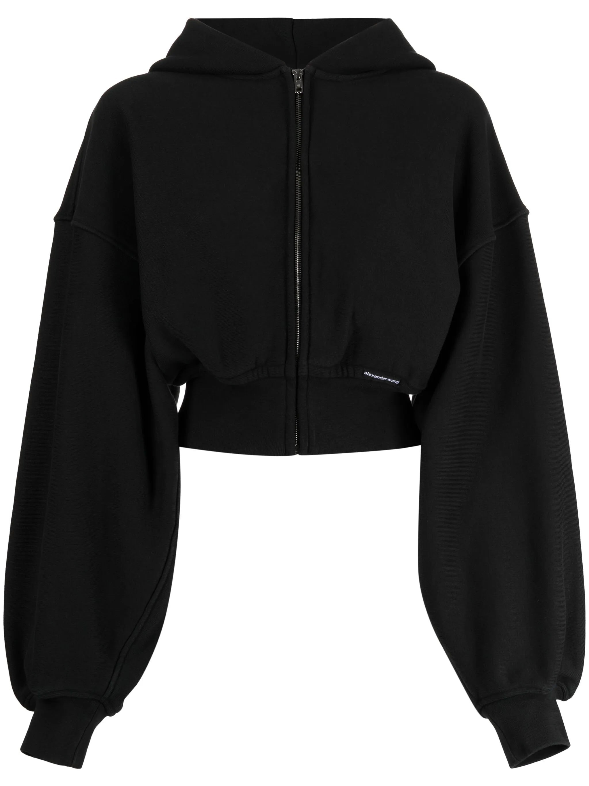 Alexander Wang Cropped Zip-up Cotton Hoodie - 1