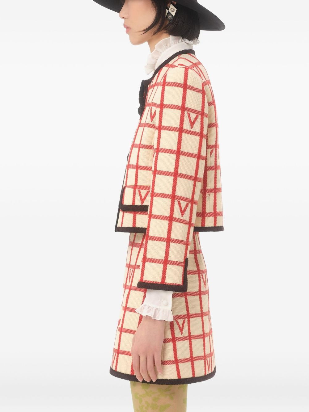 grid pattern embellished jacket - 4