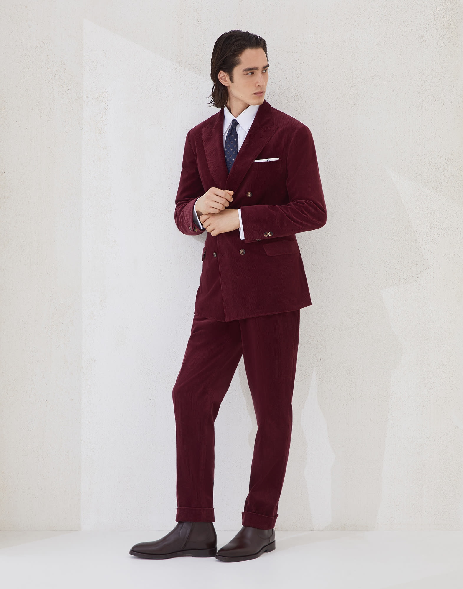 Comfort cotton and cashmere corduroy one-and-a-half breasted deconstructed blazer - 5