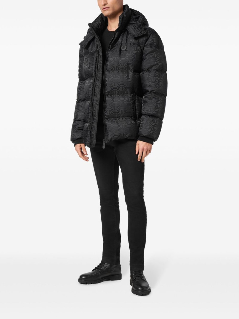 PHILIPP PLEIN monogram-jacquard padded jacket outlook