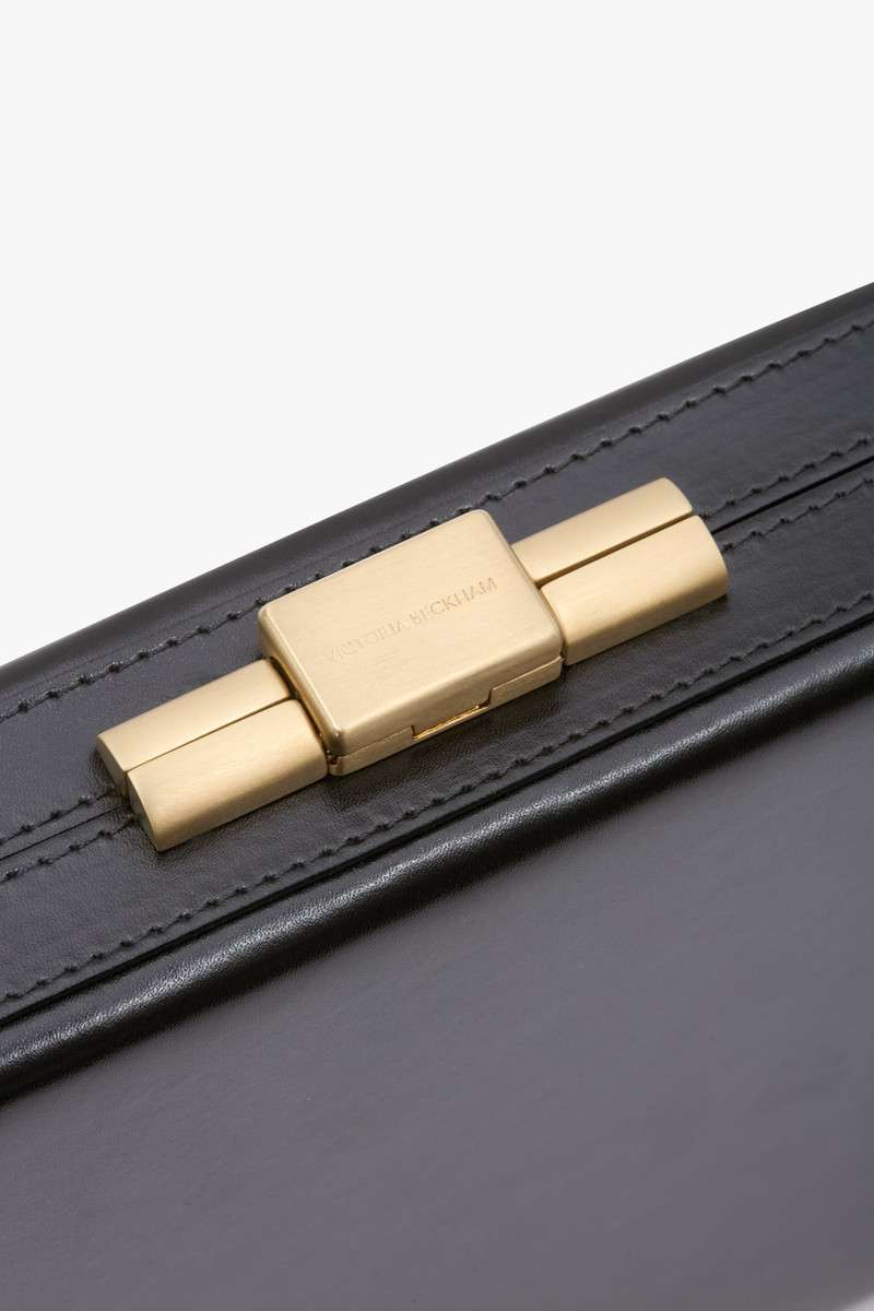 Large Box Clutch In Black Smooth Leather 6