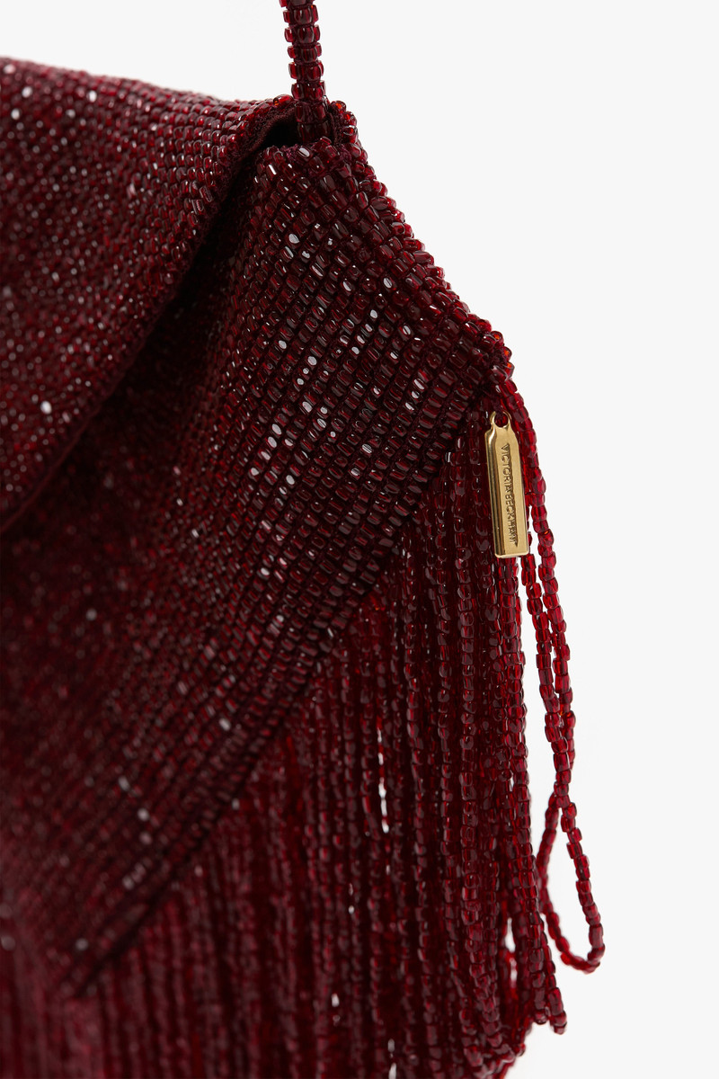 Victoria Beckham Manhattan Beaded Pouch In Burgundy outlook