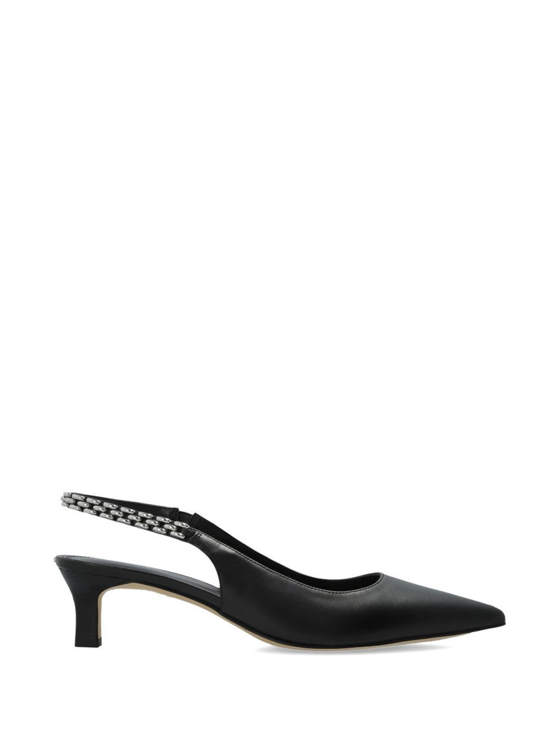 chain-detail pointed leather pumps 1