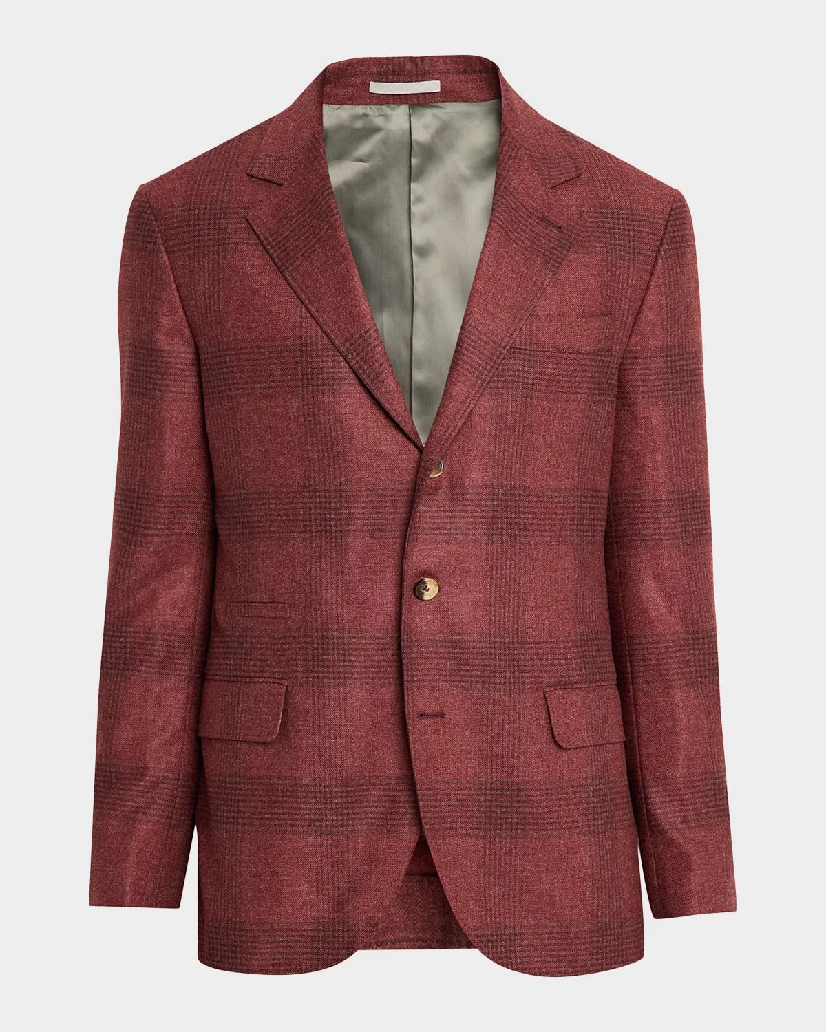 Men's Plaid Wool-Cashmere Single-Breasted Sport Coat - 1